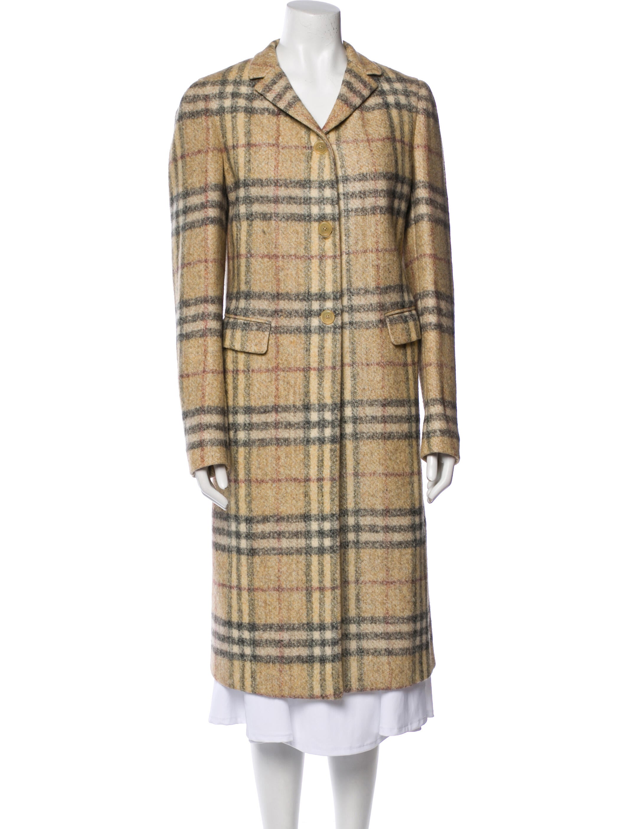Burberry Wool Plaid Print Coat
