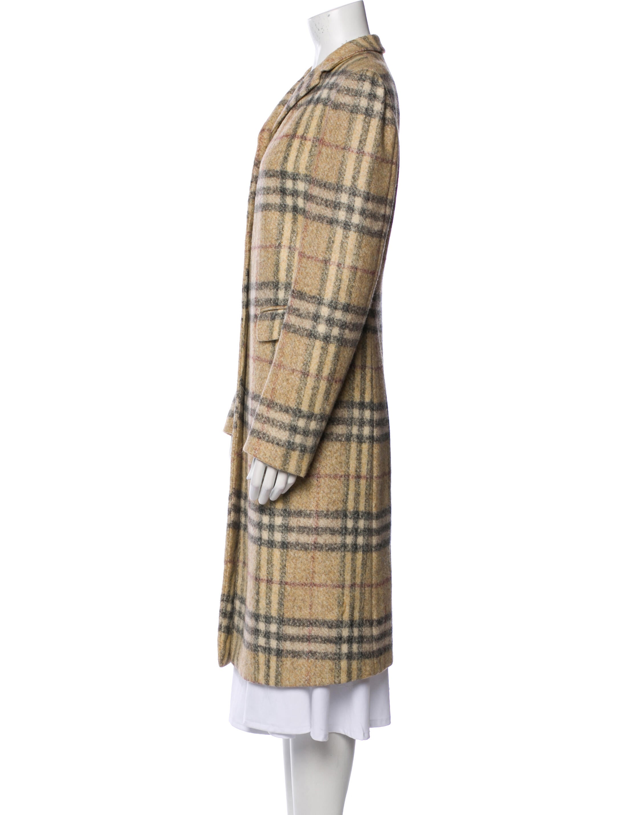 Burberry Wool Plaid Print Coat