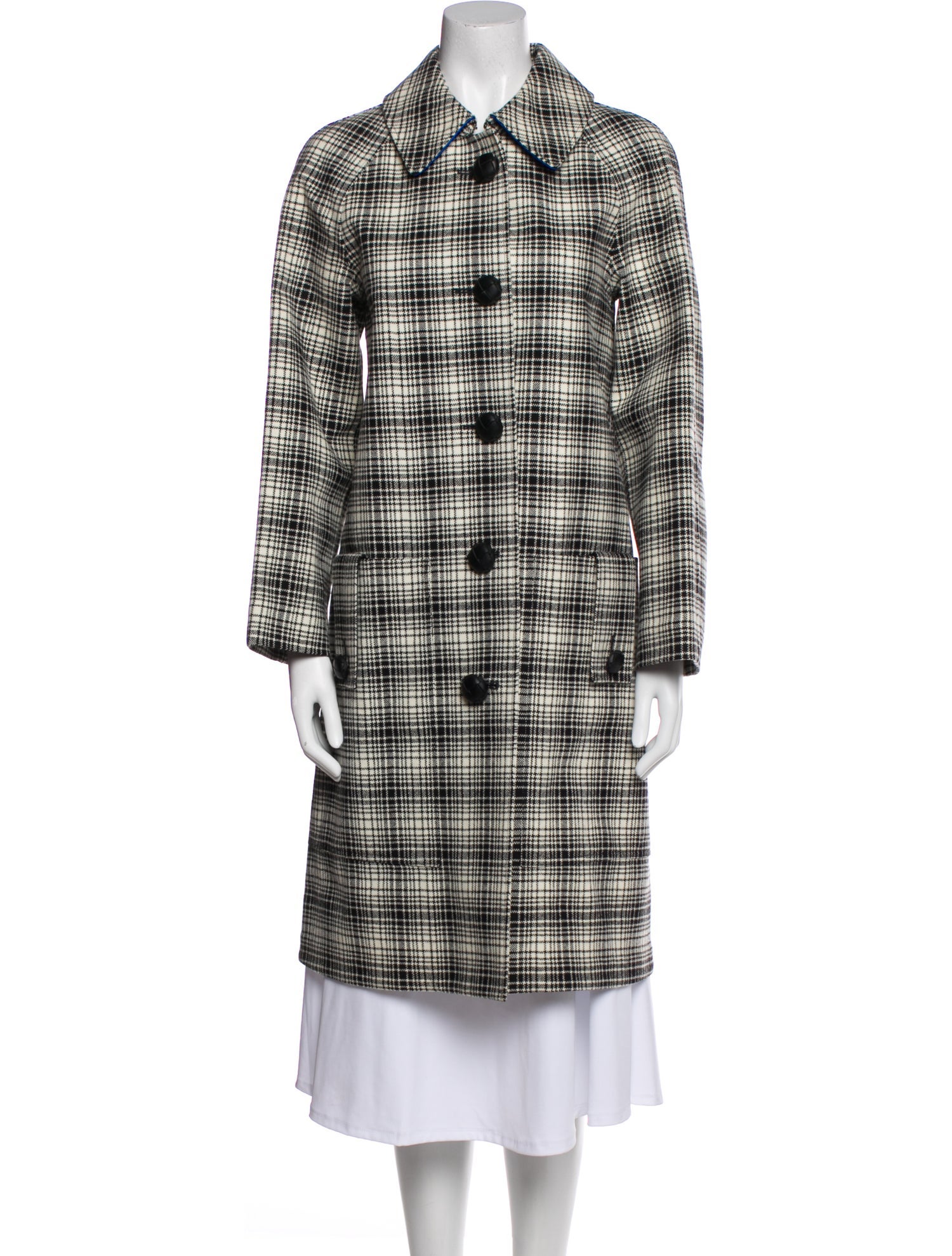 Burberry Wool Plaid Print Coat