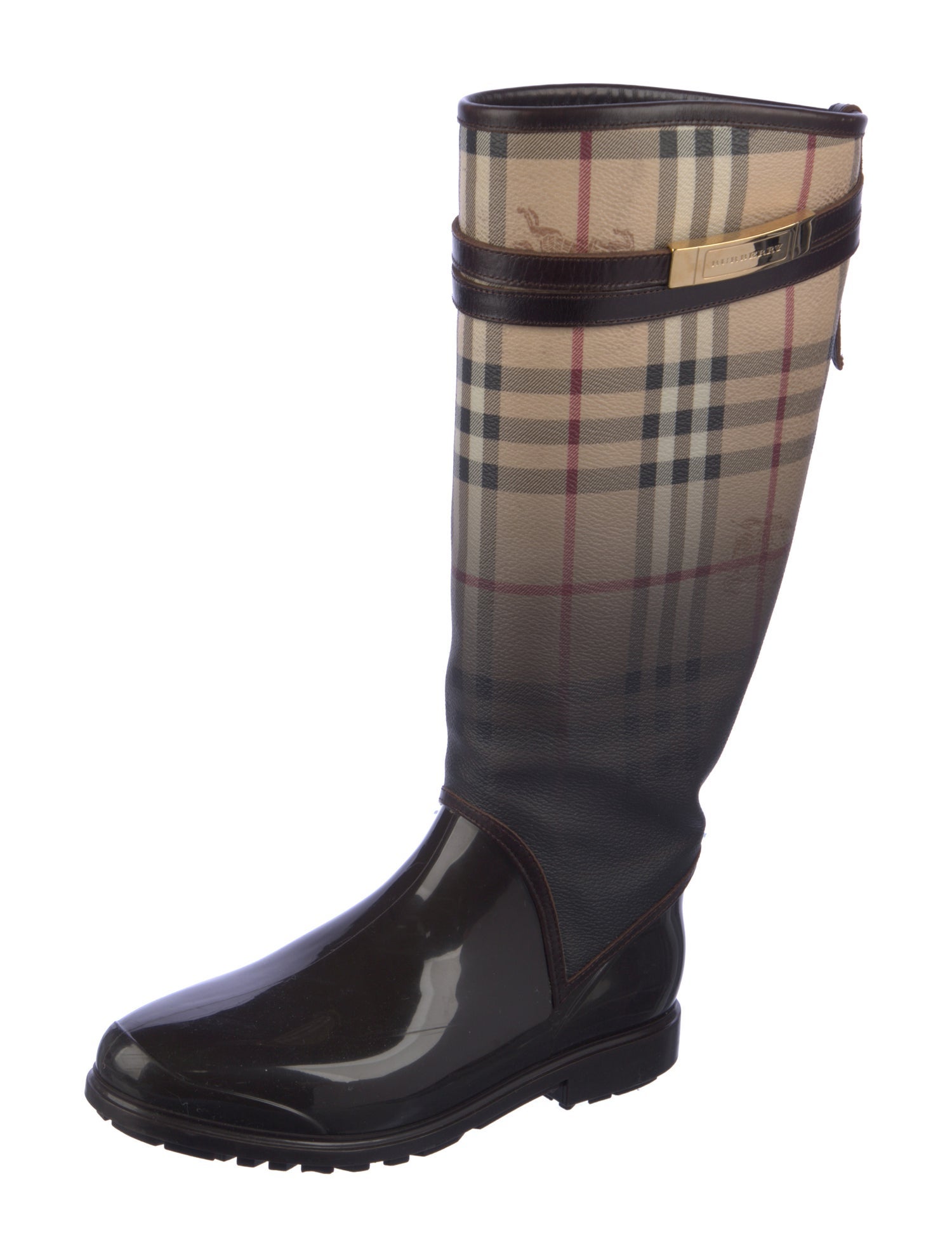 Burberry Rubber Plaid Print Rain Boots