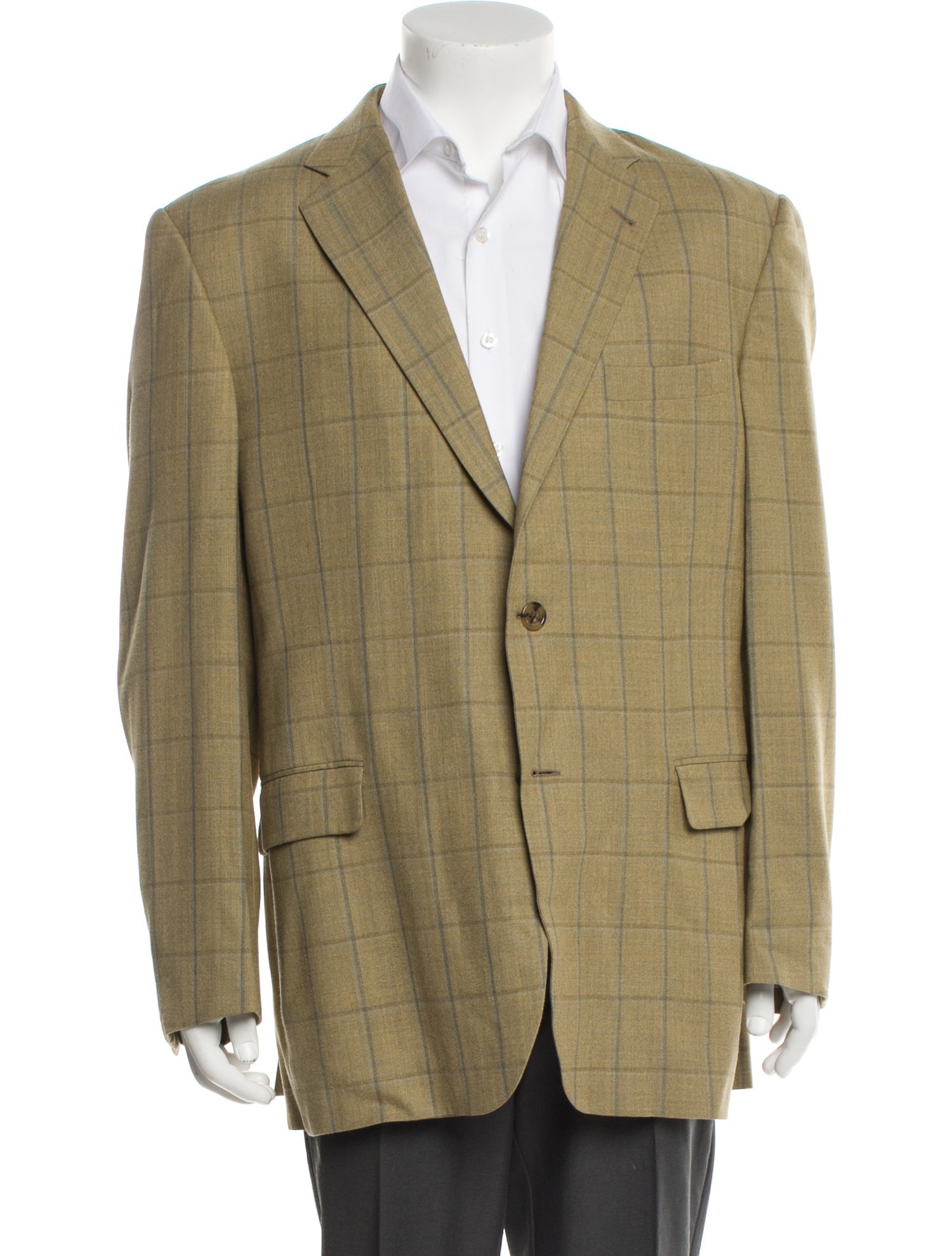 Burberry London Wool Plaid Print Blazer