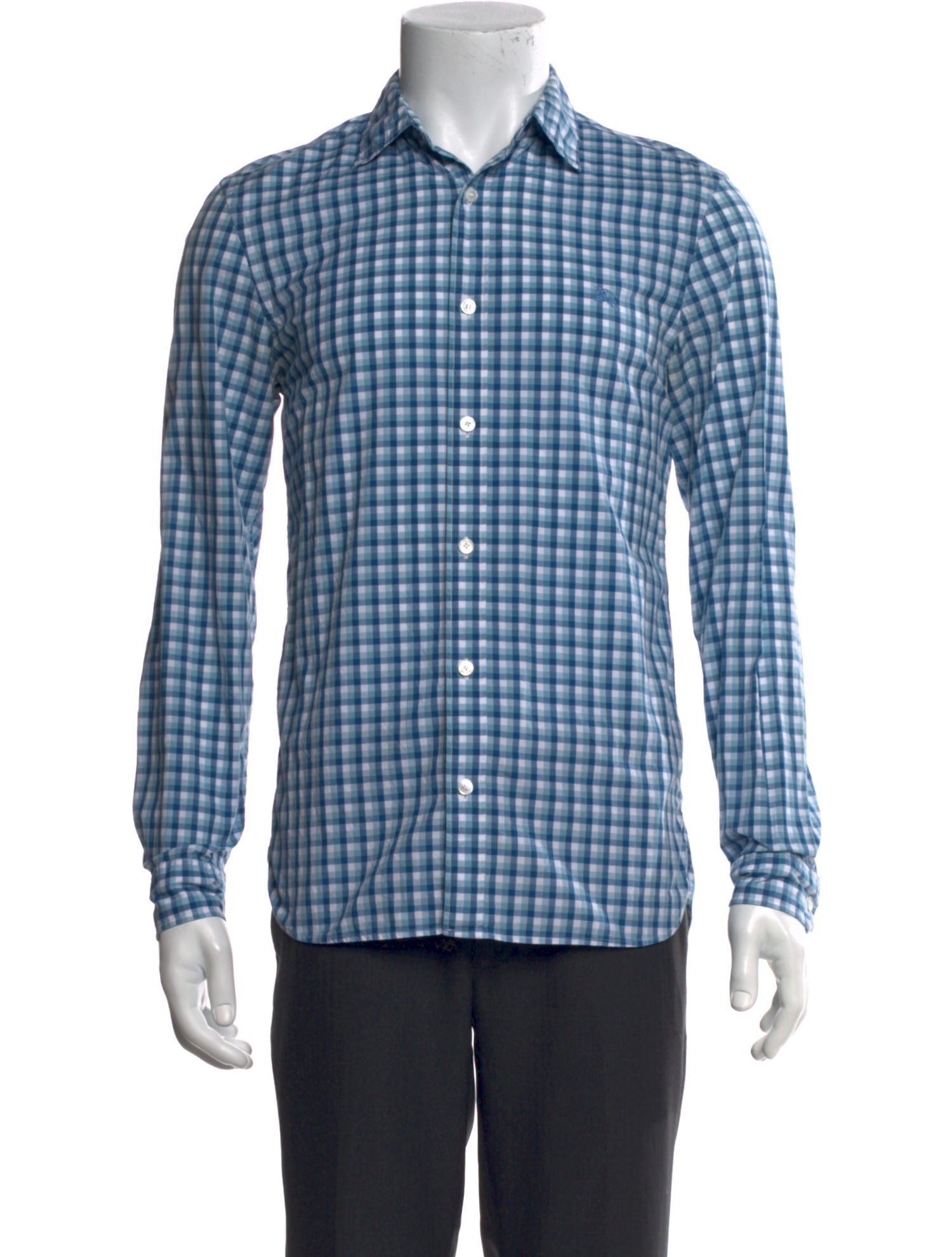 Burberry Plaid Print Long Sleeve Dress Shirt