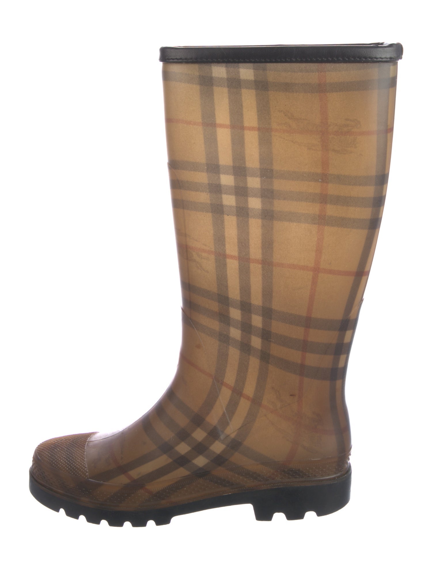 Burberry Haymarket Check Pattern Rubber Rain Boots