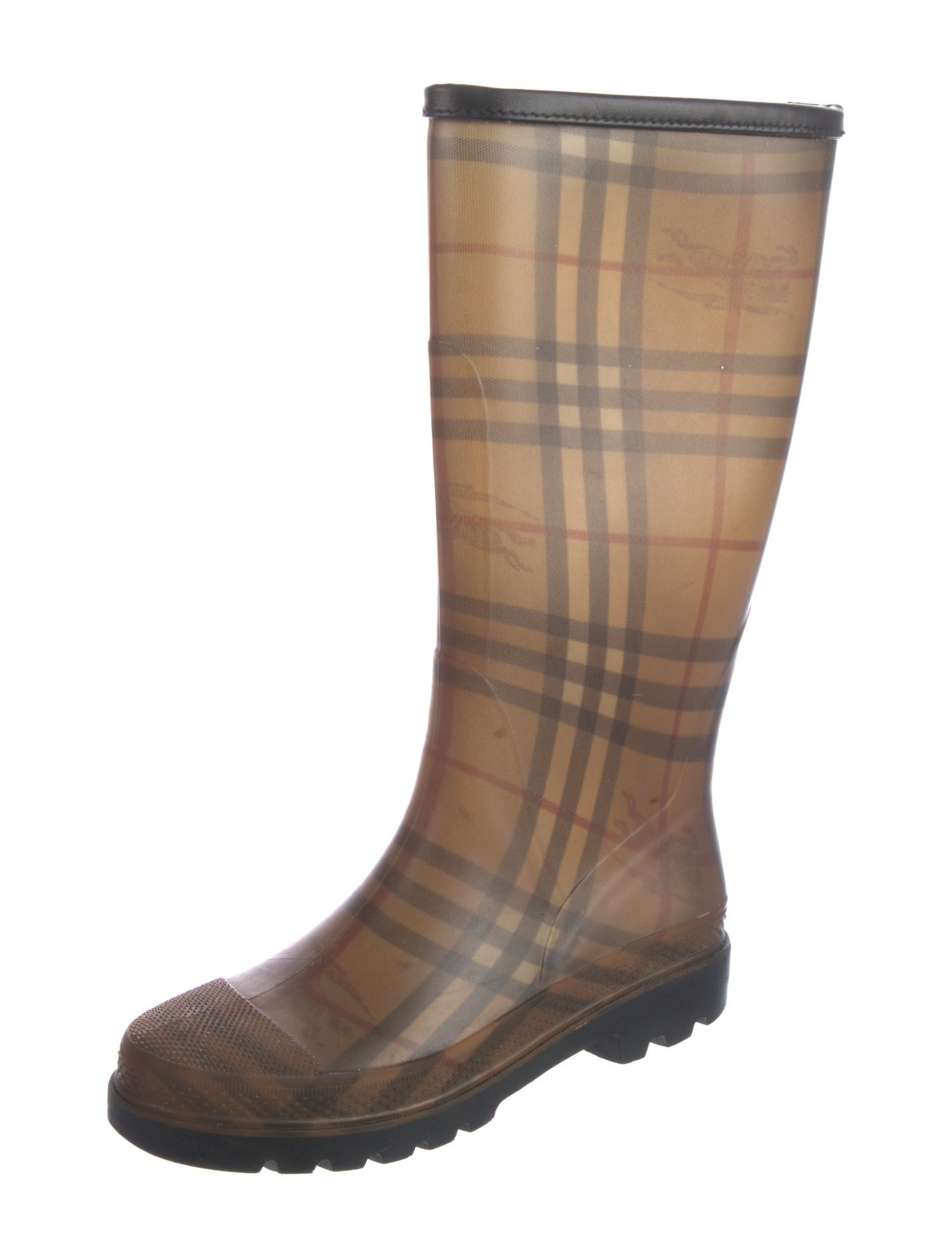 Burberry Haymarket Check Pattern Rubber Rain Boots