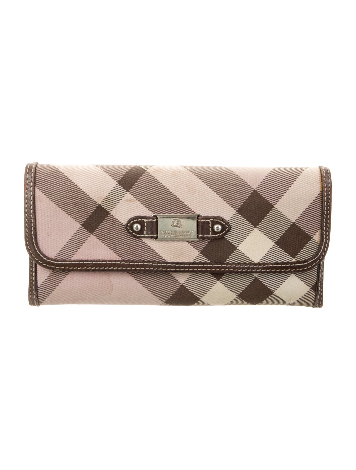 Burberry Canvas Plaid Print Continental Wallet