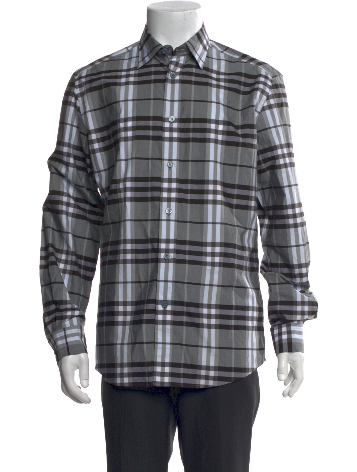 Burberry Plaid Print Long Sleeve Shirt