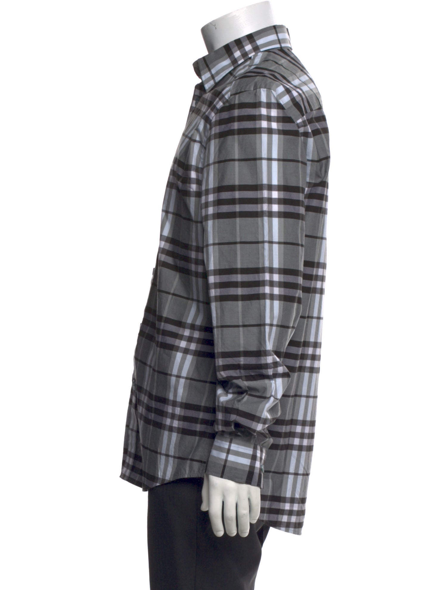 Burberry Plaid Print Long Sleeve Shirt