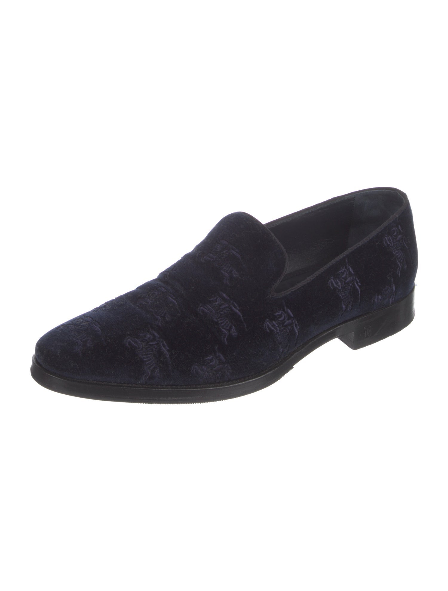 Burberry Velvet Printed Dress Loafers