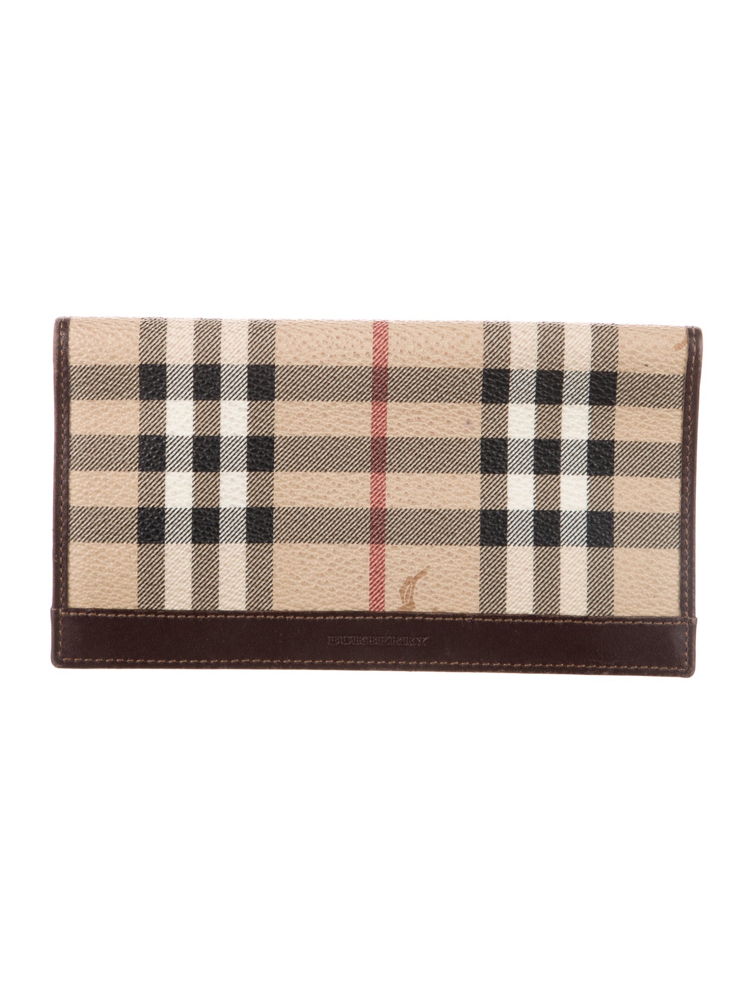 Burberry Haymarket Check Pattern Plaid Print Continental Wallet