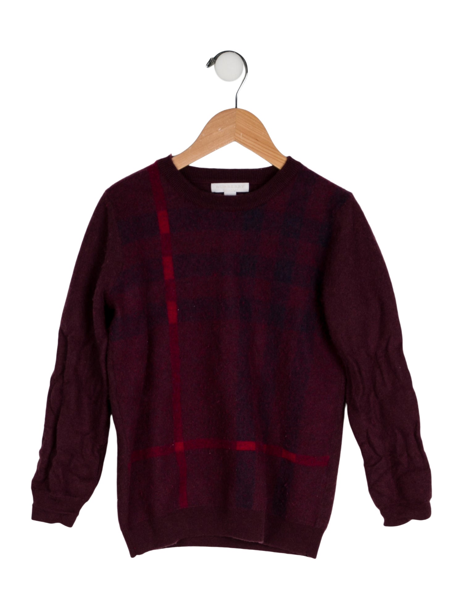 Burberry Girls' Plaid Printed Woven Sweater