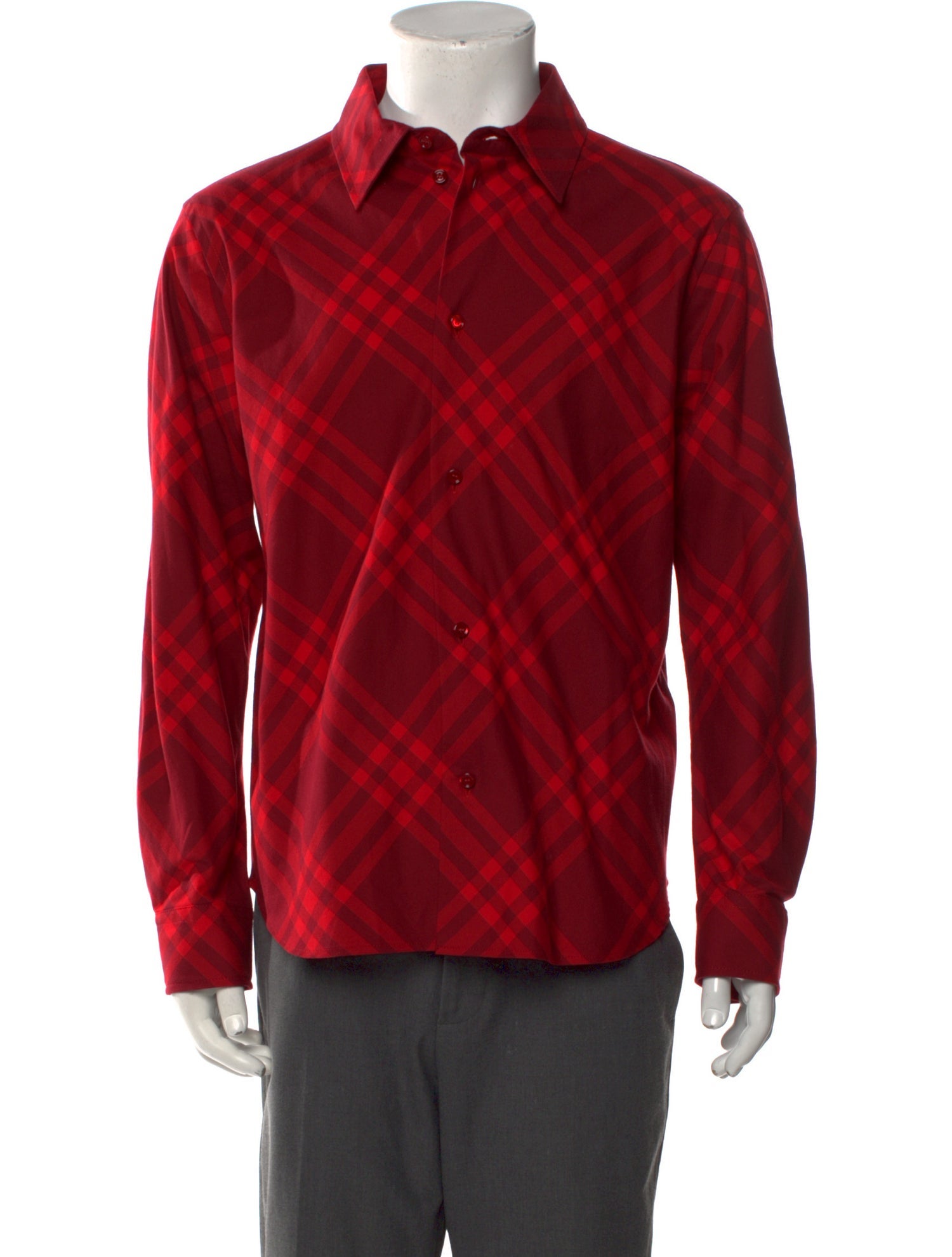 Burberry Plaid Print Long Sleeve Shirt