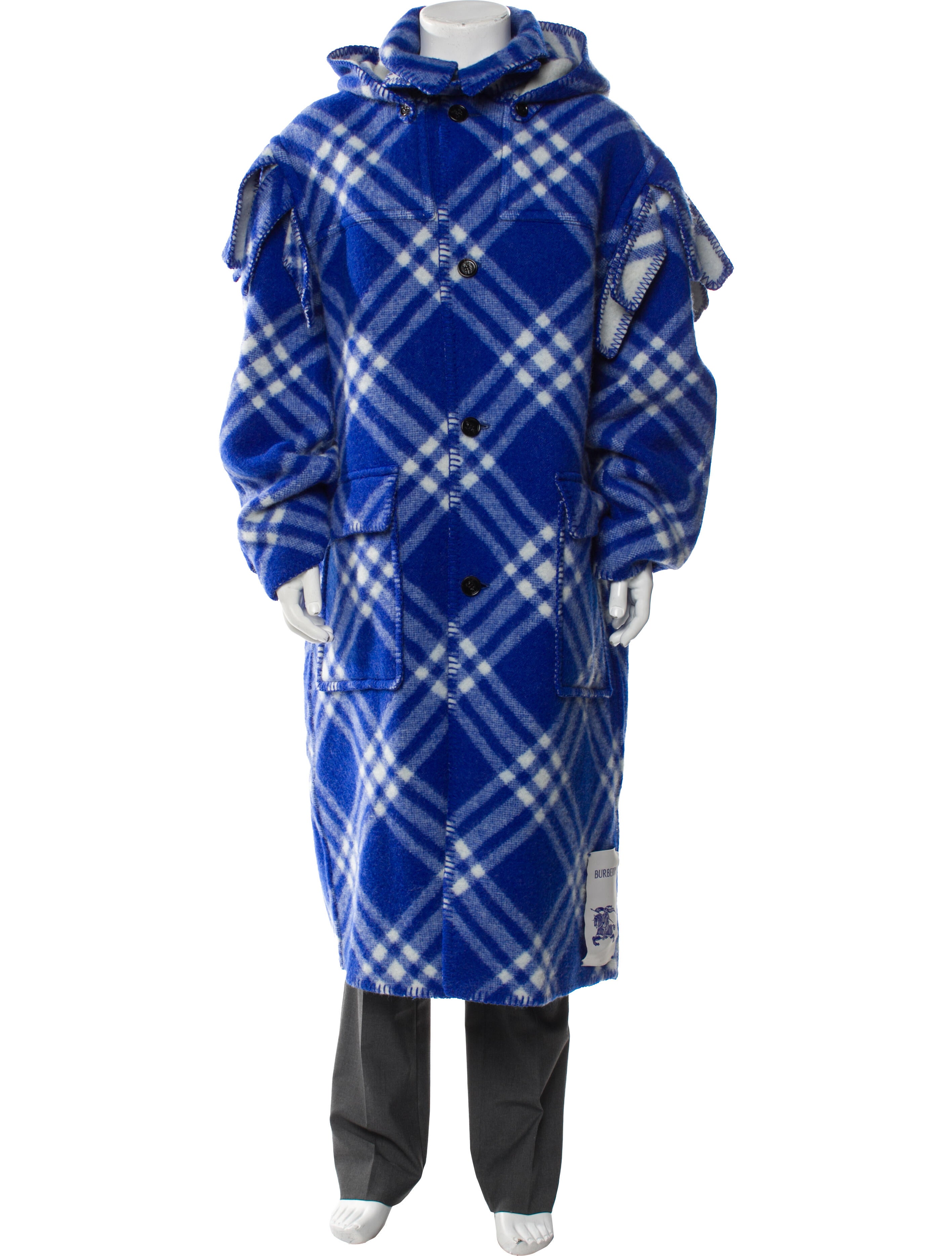 Burberry Wool Plaid Print Parka