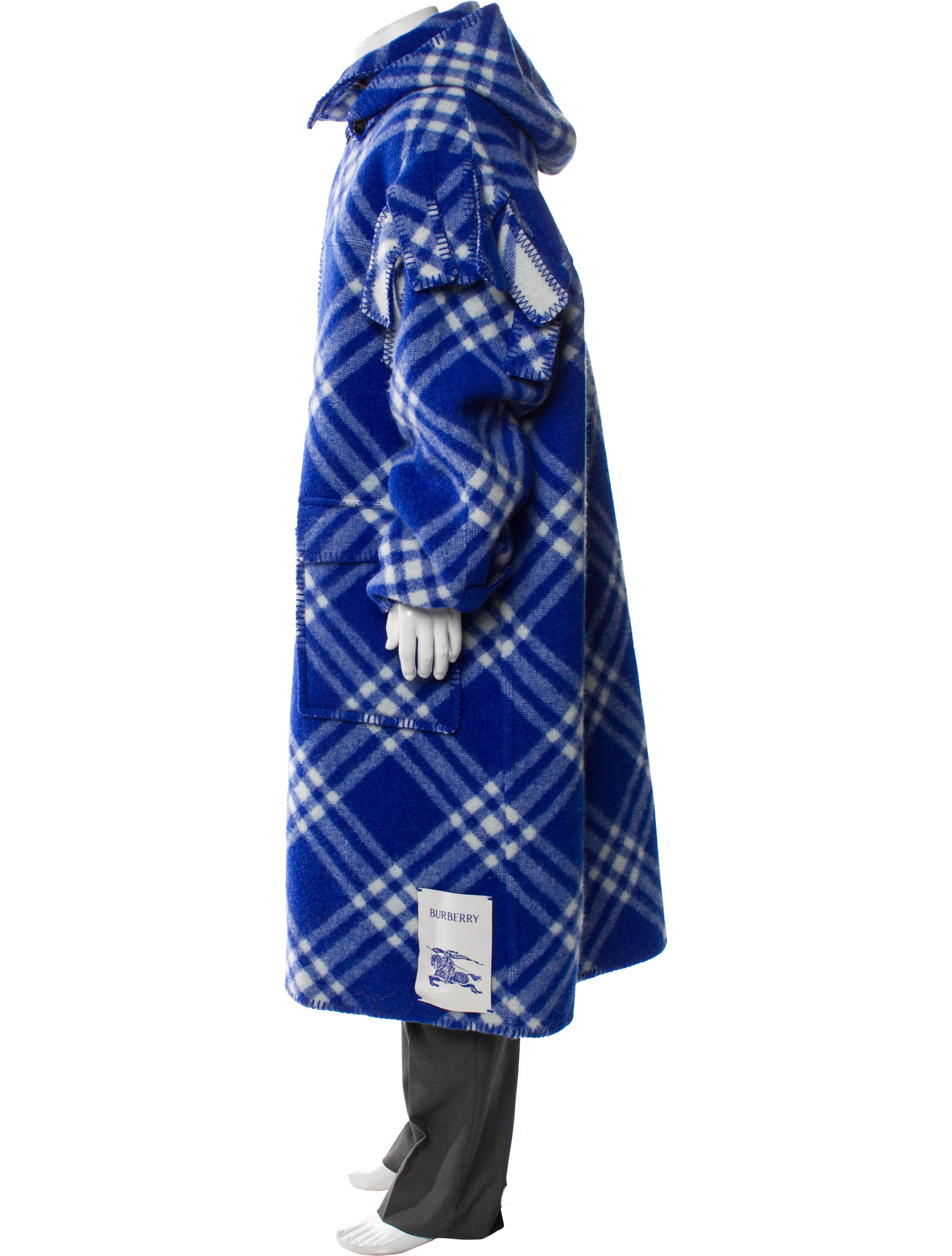 Burberry Wool Plaid Print Parka