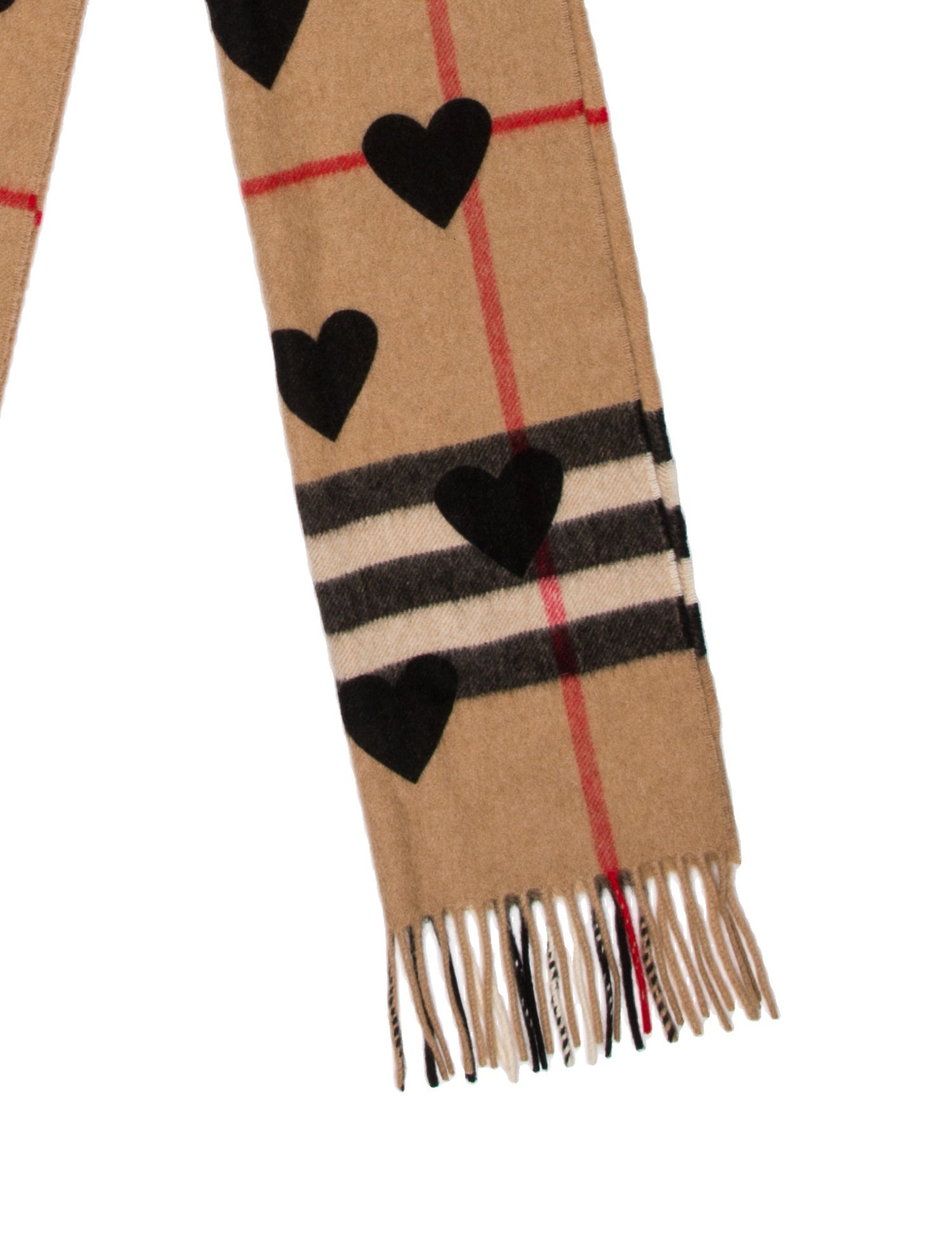Burberry Cashmere Heart Giant Check Scarf Cashmere Scarf