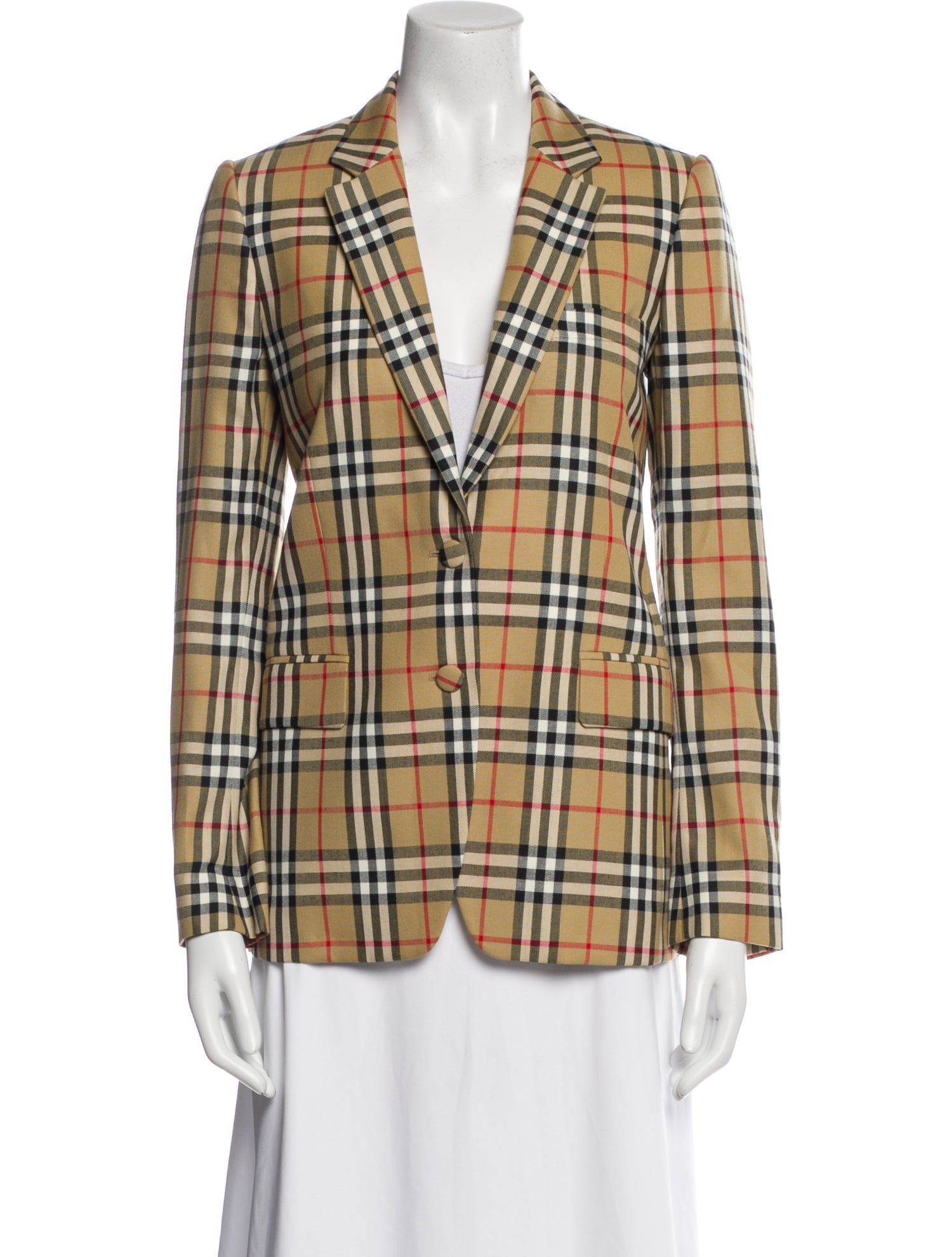 Burberry Wool Plaid Print Blazer w/ Tags