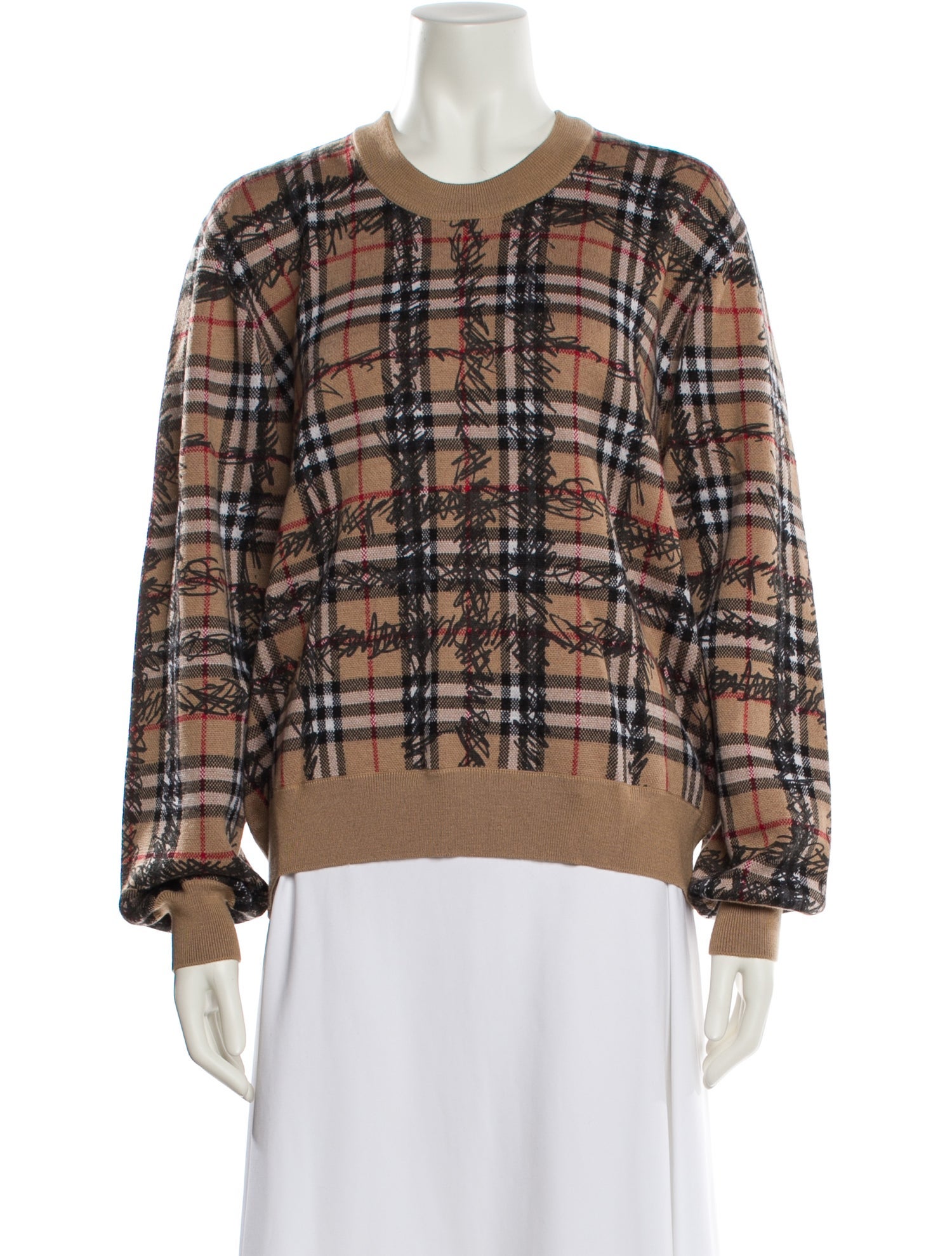 Burberry Merino Wool Plaid Print Sweater w/ Tags