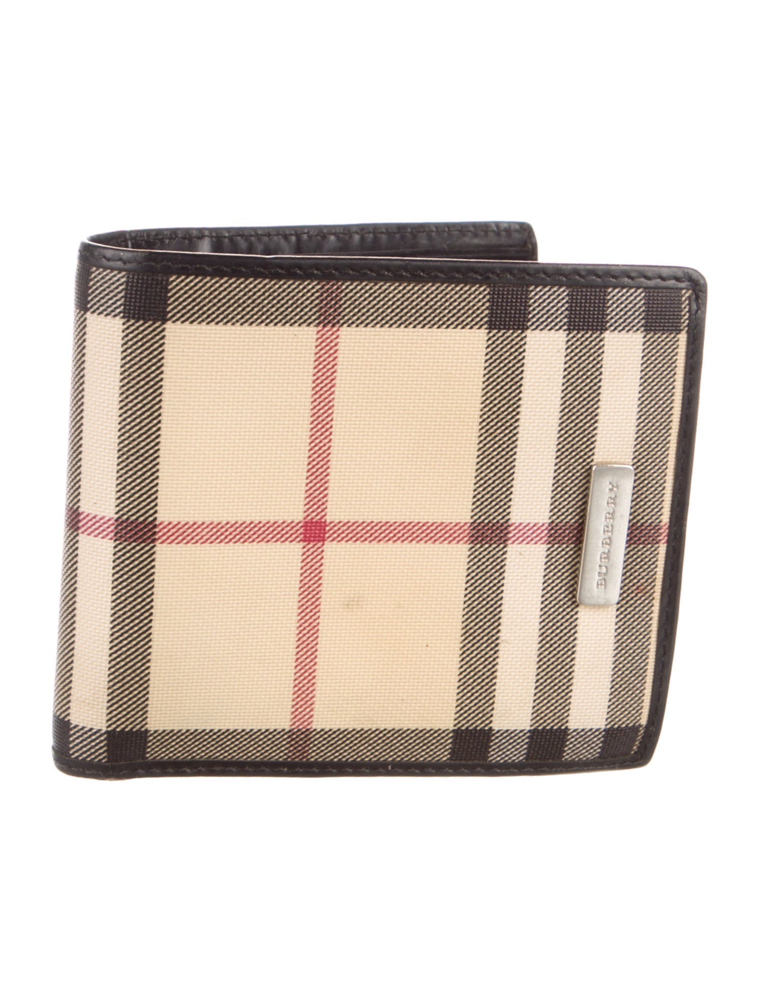 Burberry Haymarket Check Pattern Plaid Print Bifold Wallet