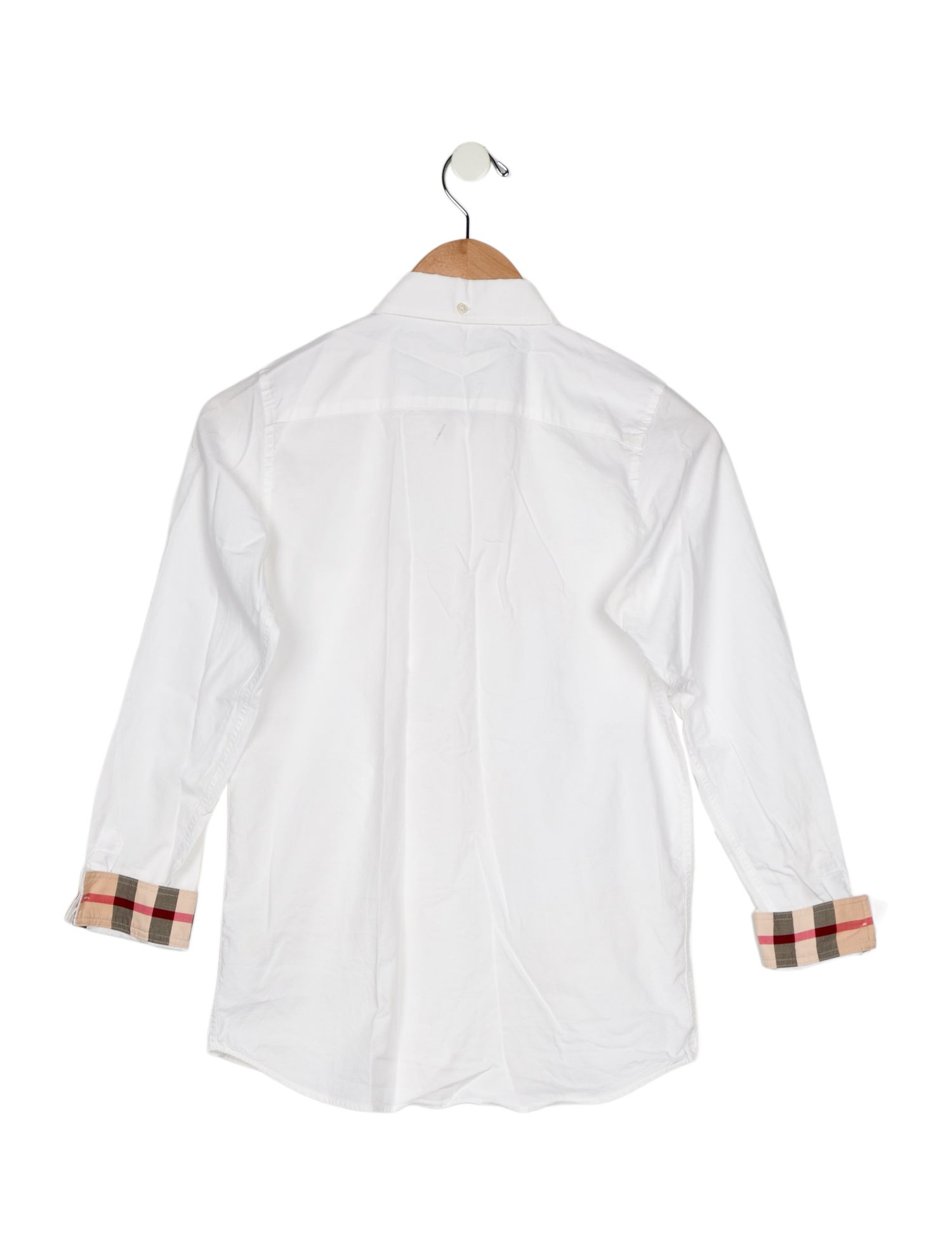 Burberry White and Multicolor patterned button up long-sleeved shirt