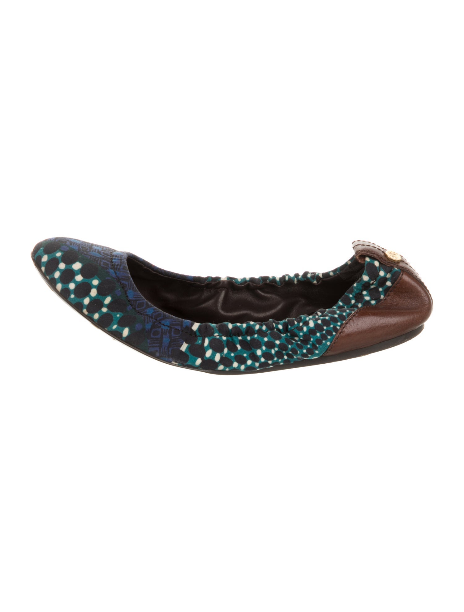 Burberry Polka Dot Print Leather Trim Embellishment Ballet Flats