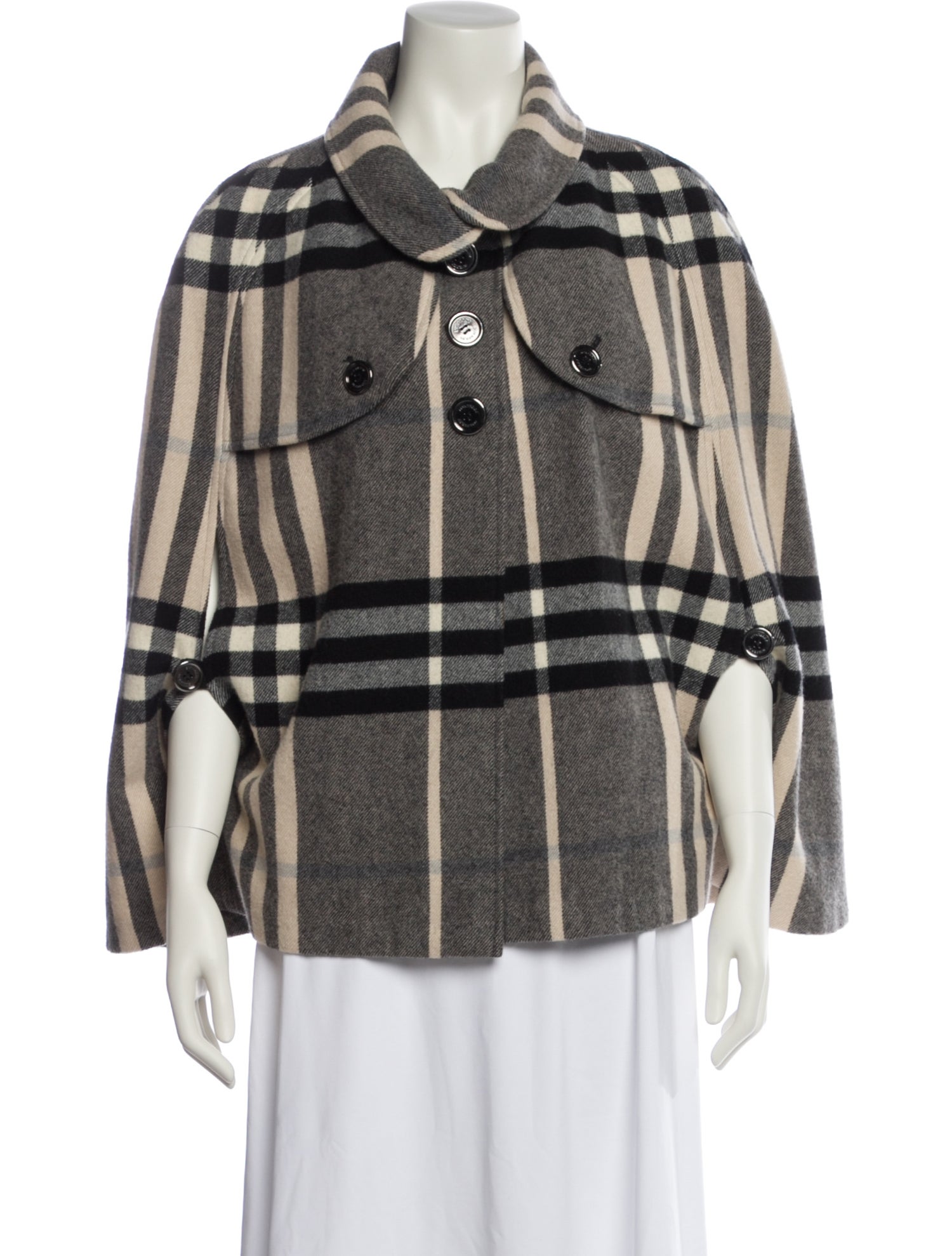 Burberry Merino Wool Plaid Print Jacket