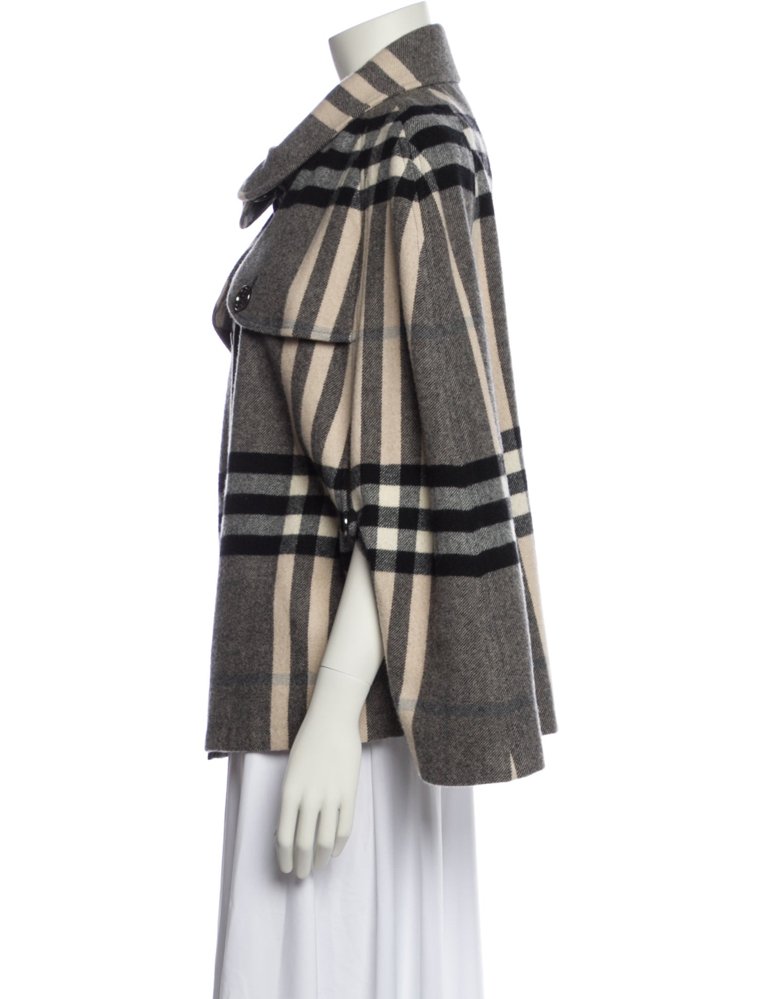 Burberry Merino Wool Plaid Print Jacket