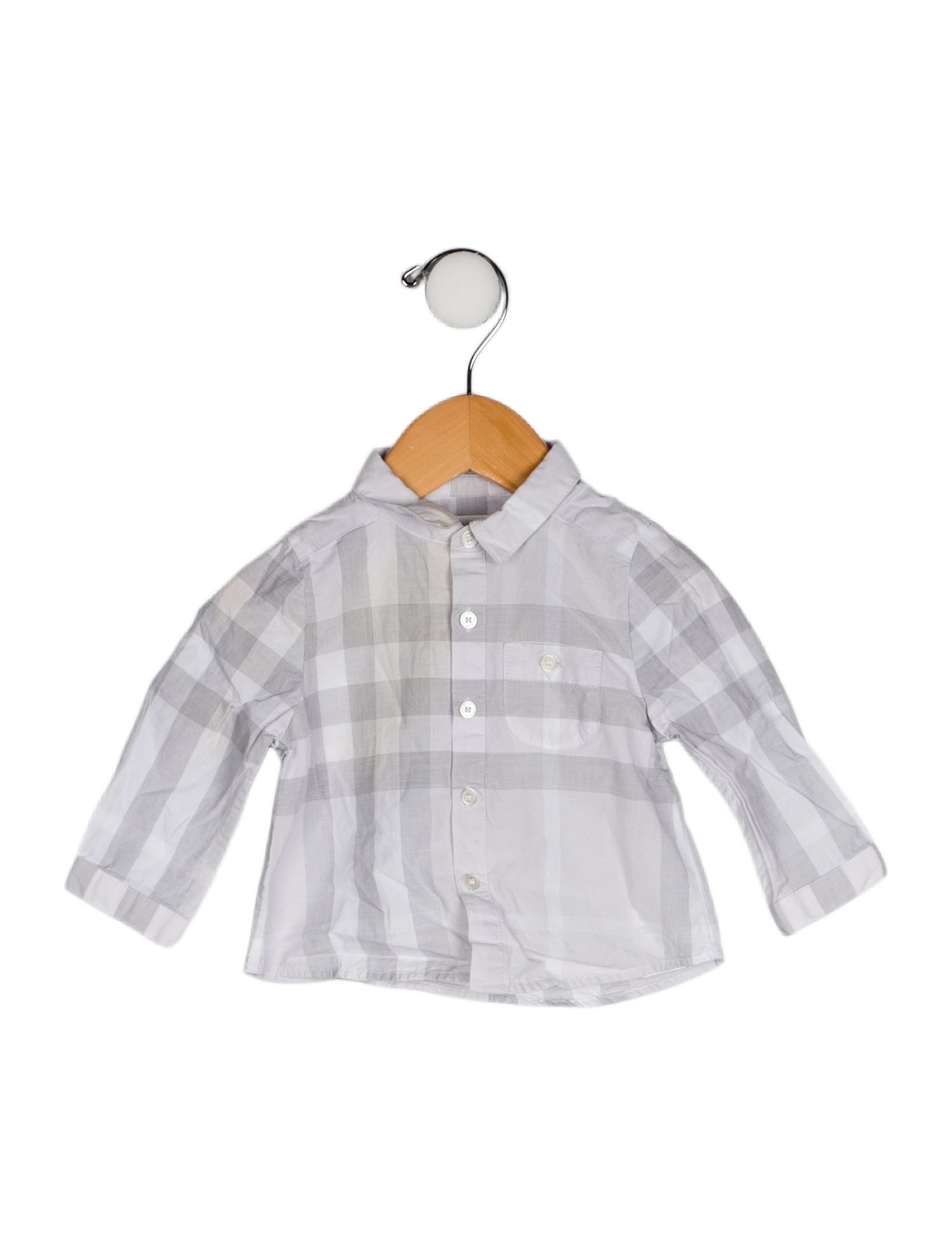 Burberry Infant Boys' Patterned Printed Long Sleeve Button Up