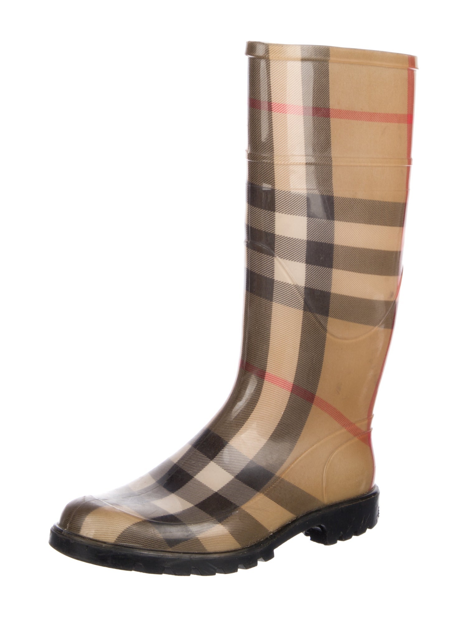 Burberry Nova Check Pattern Rubber Rain Boots