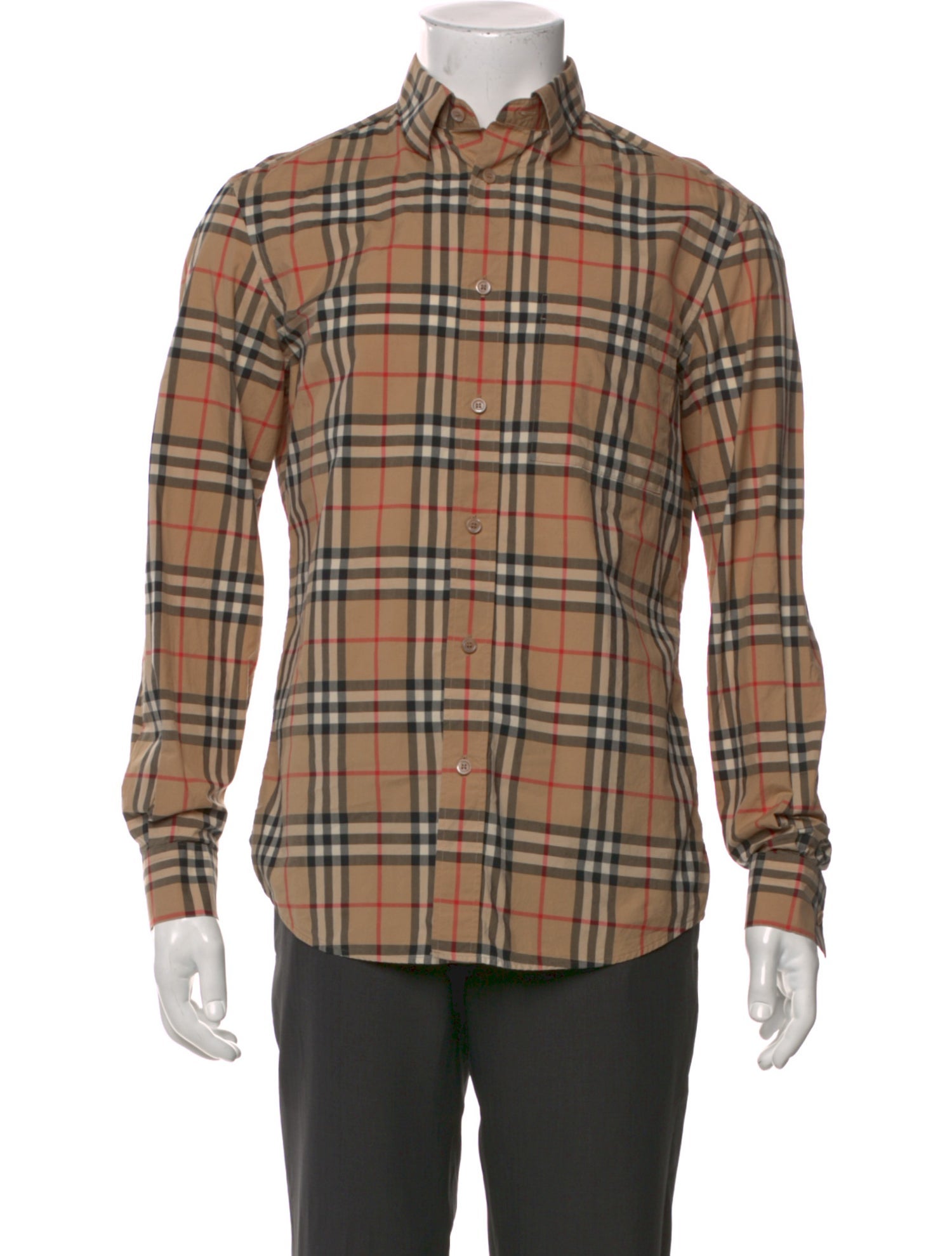 Burberry Plaid Print Long Sleeve Shirt