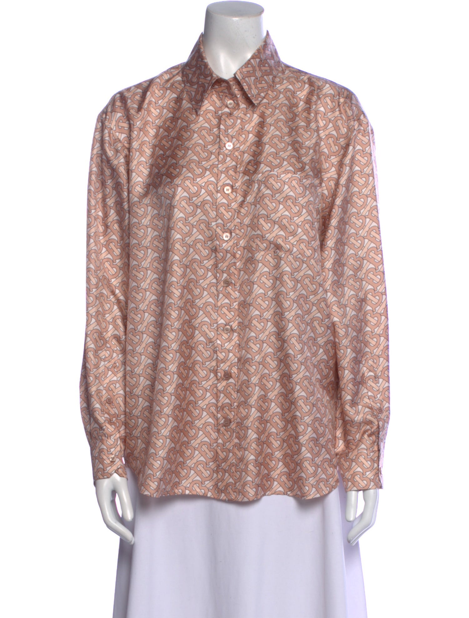 Burberry Silk Printed Button-Up Top