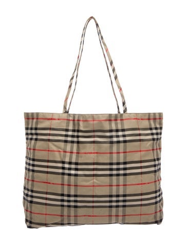 Pre-owned Burberry Horseferry Check Tote In Neutral