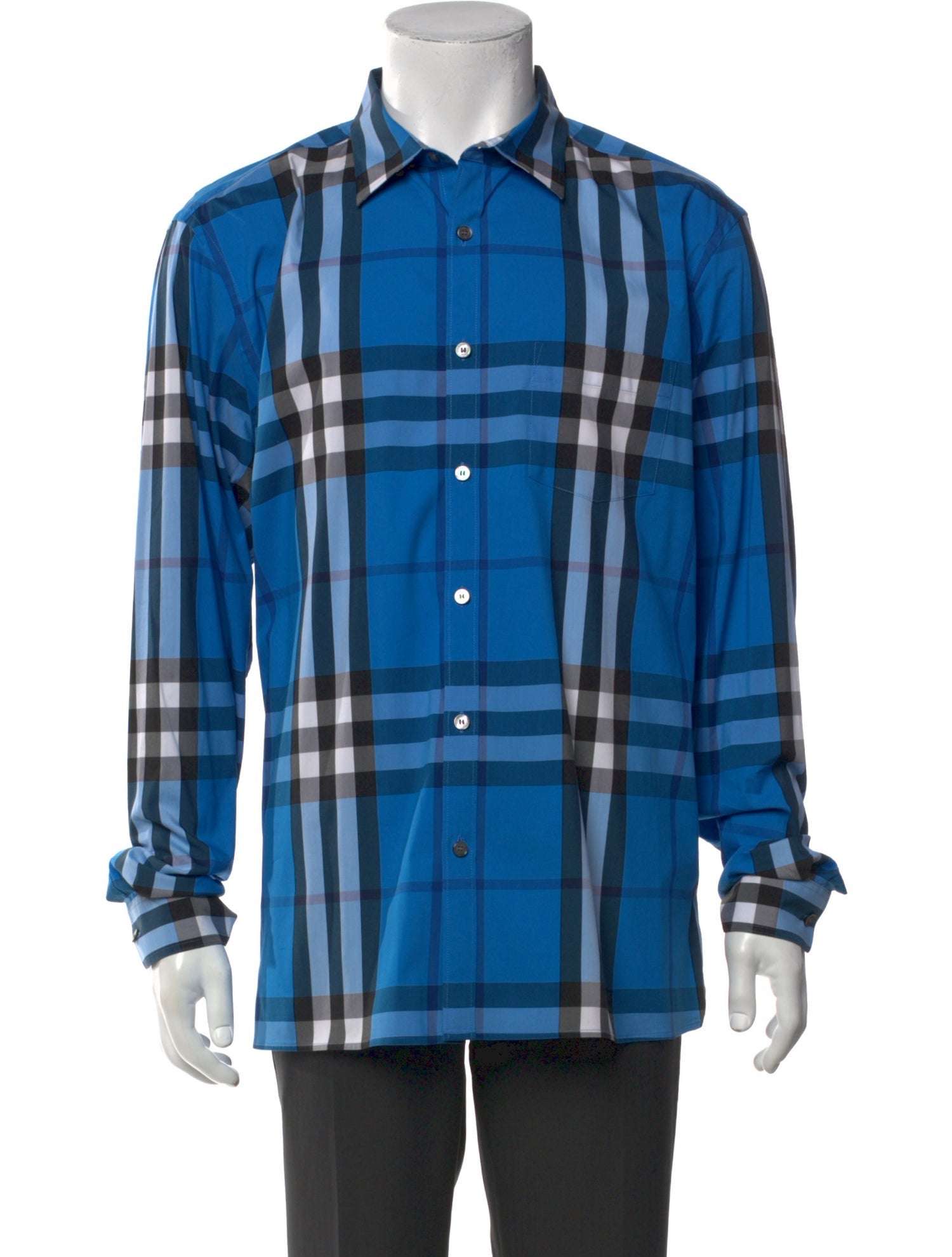 Burberry Plaid Print Long Sleeve Shirt