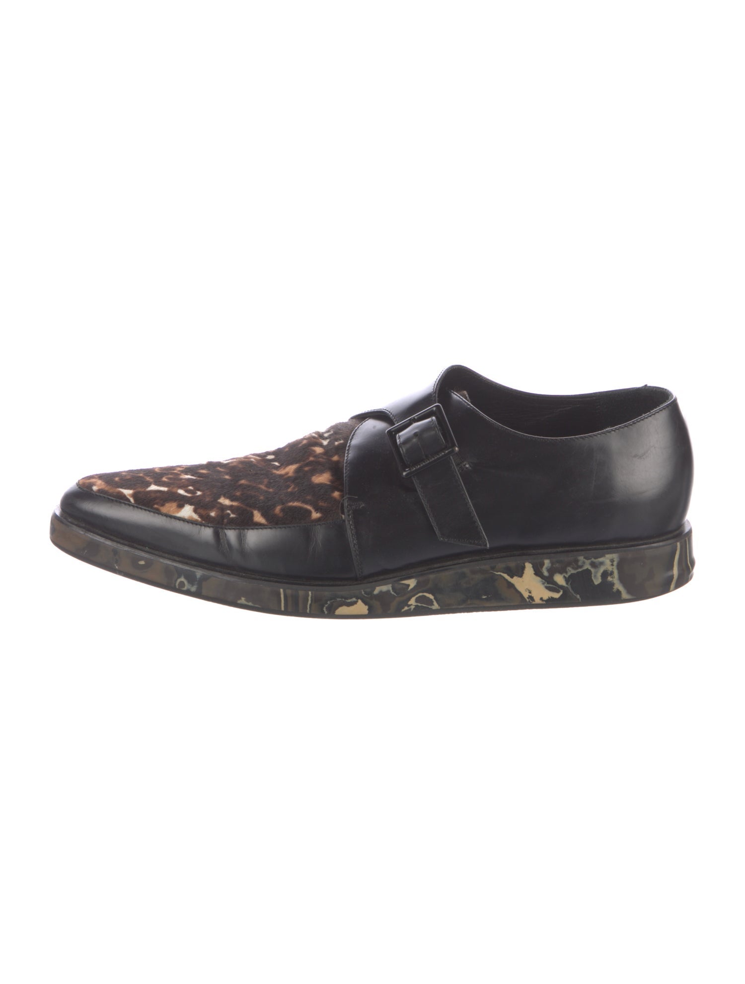 Burberry Prorsum Leather Animal Print Monk Straps