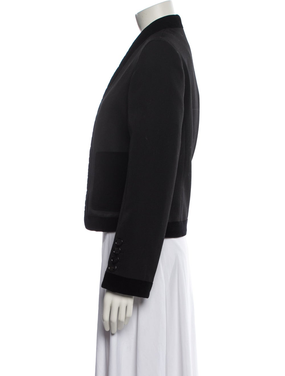 Burberry Wool Jacket Black Collarless Patch Pocke… - image 2