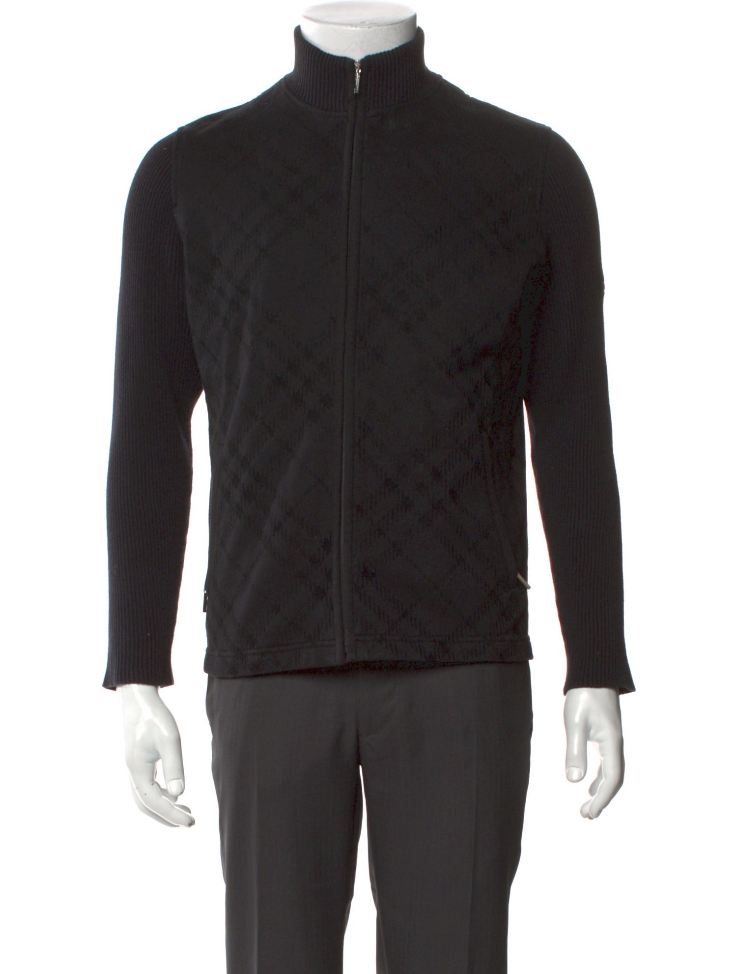 Burberry Exploded Check Pattern Turtleneck Cardigan