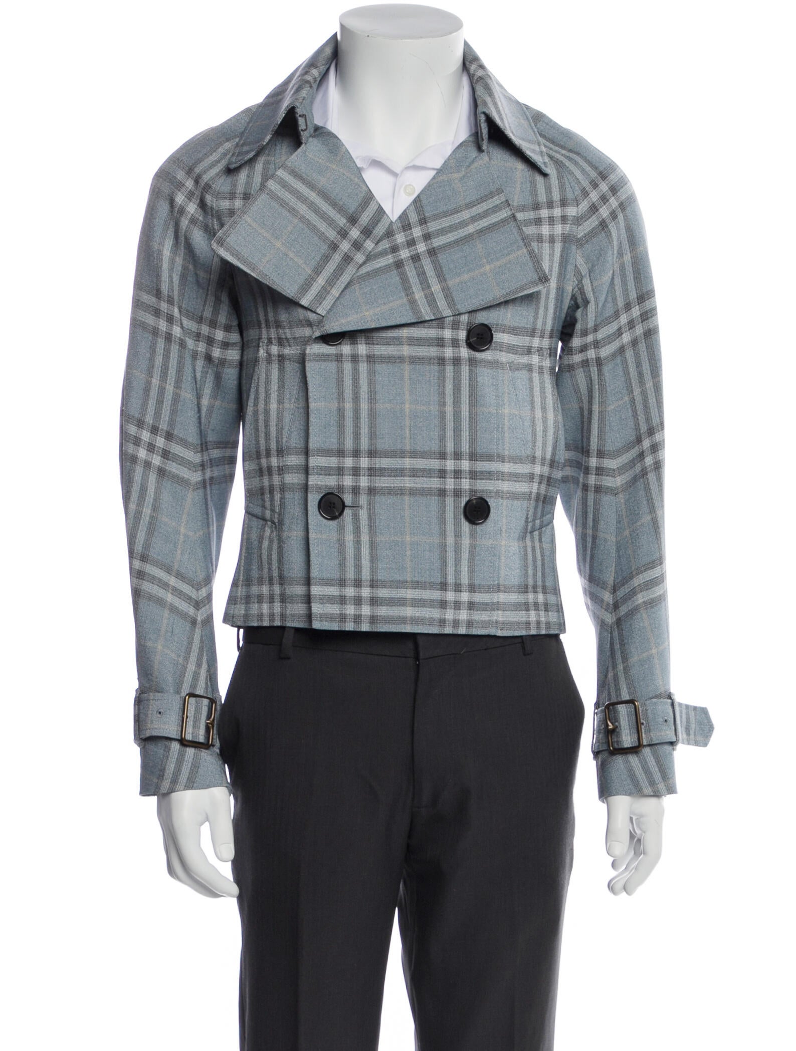 Burberry Plaid Print Peacoat