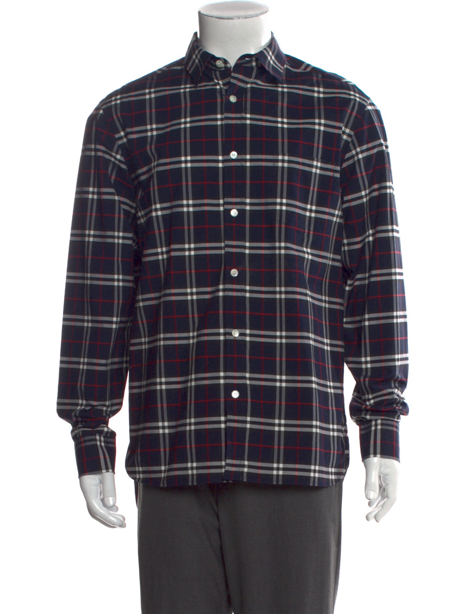 Burberry Plaid Print Long Sleeve Shirt