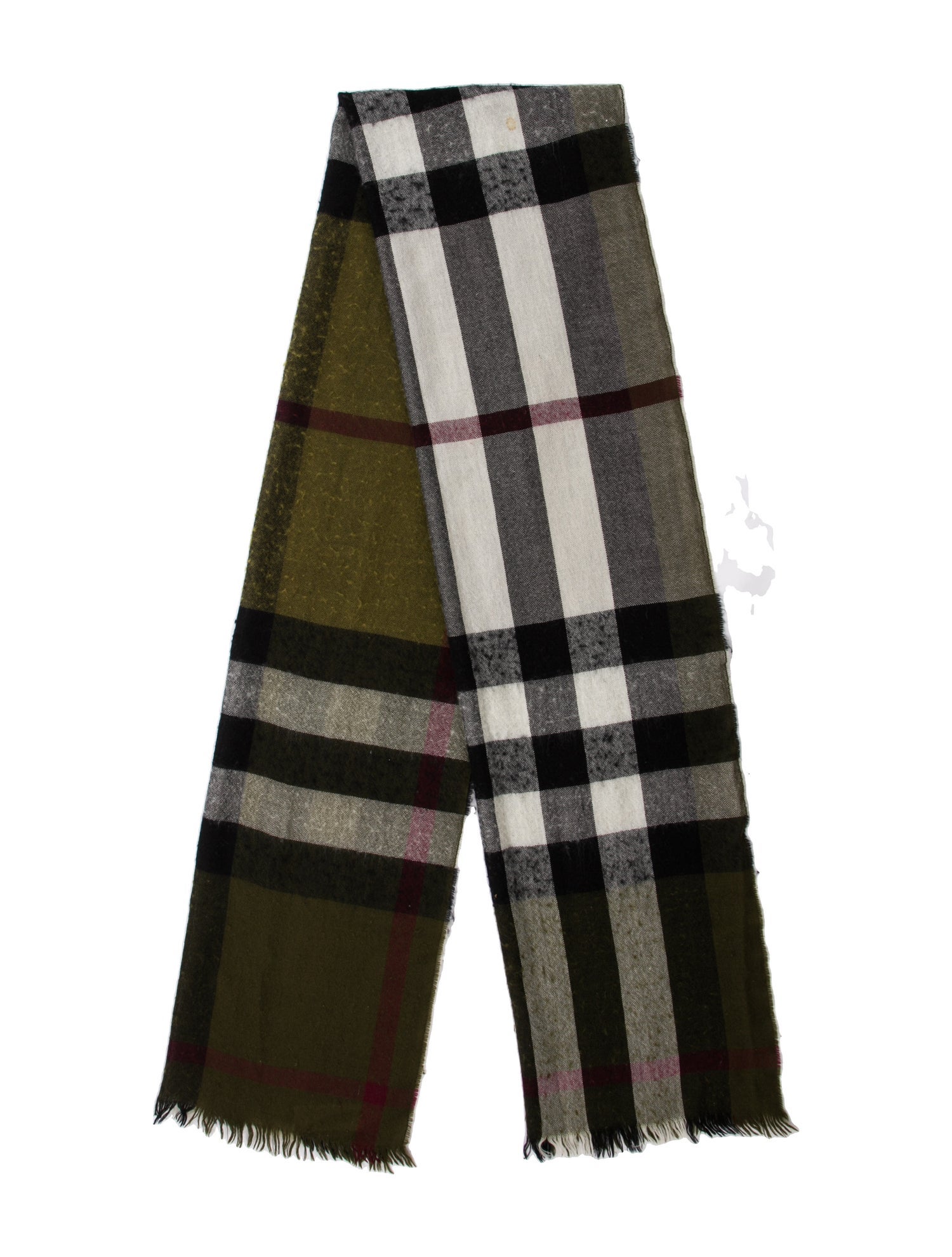Burberry Wool Plaid Print Scarf