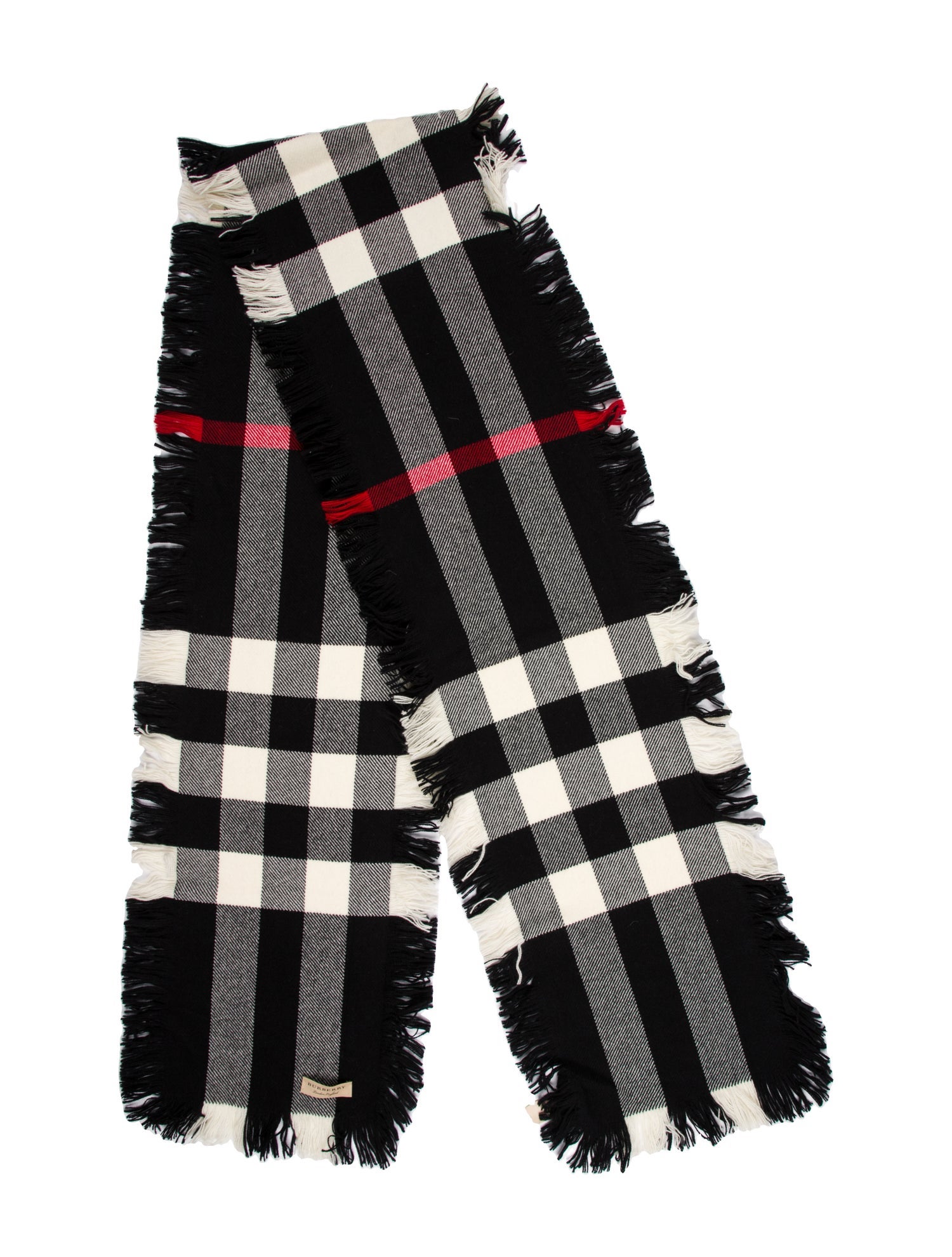 Burberry Wool Plaid Print Scarf
