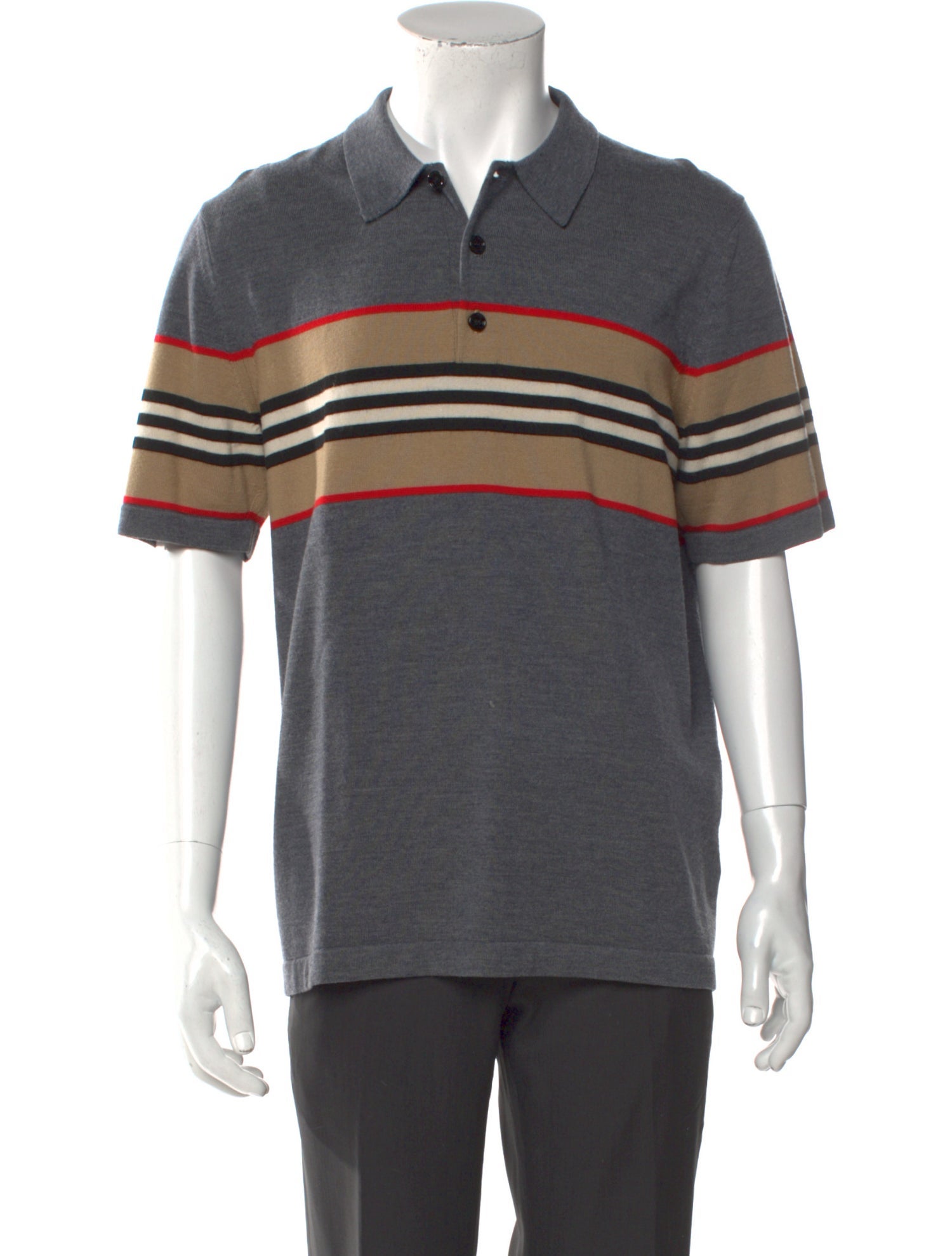 Burberry Merino Wool Striped Polo Shirt