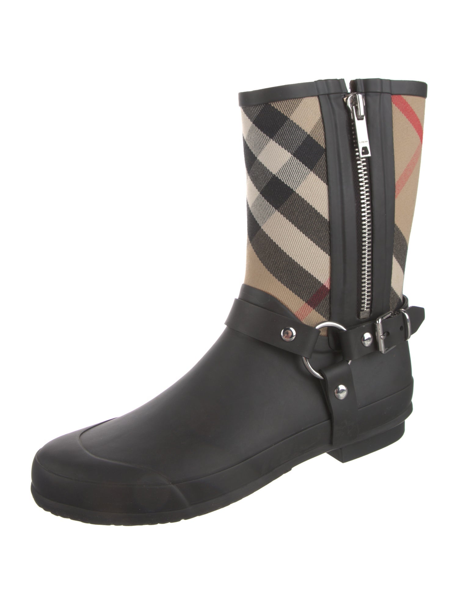 Burberry Nova Check Pattern Rubber Rain Boots