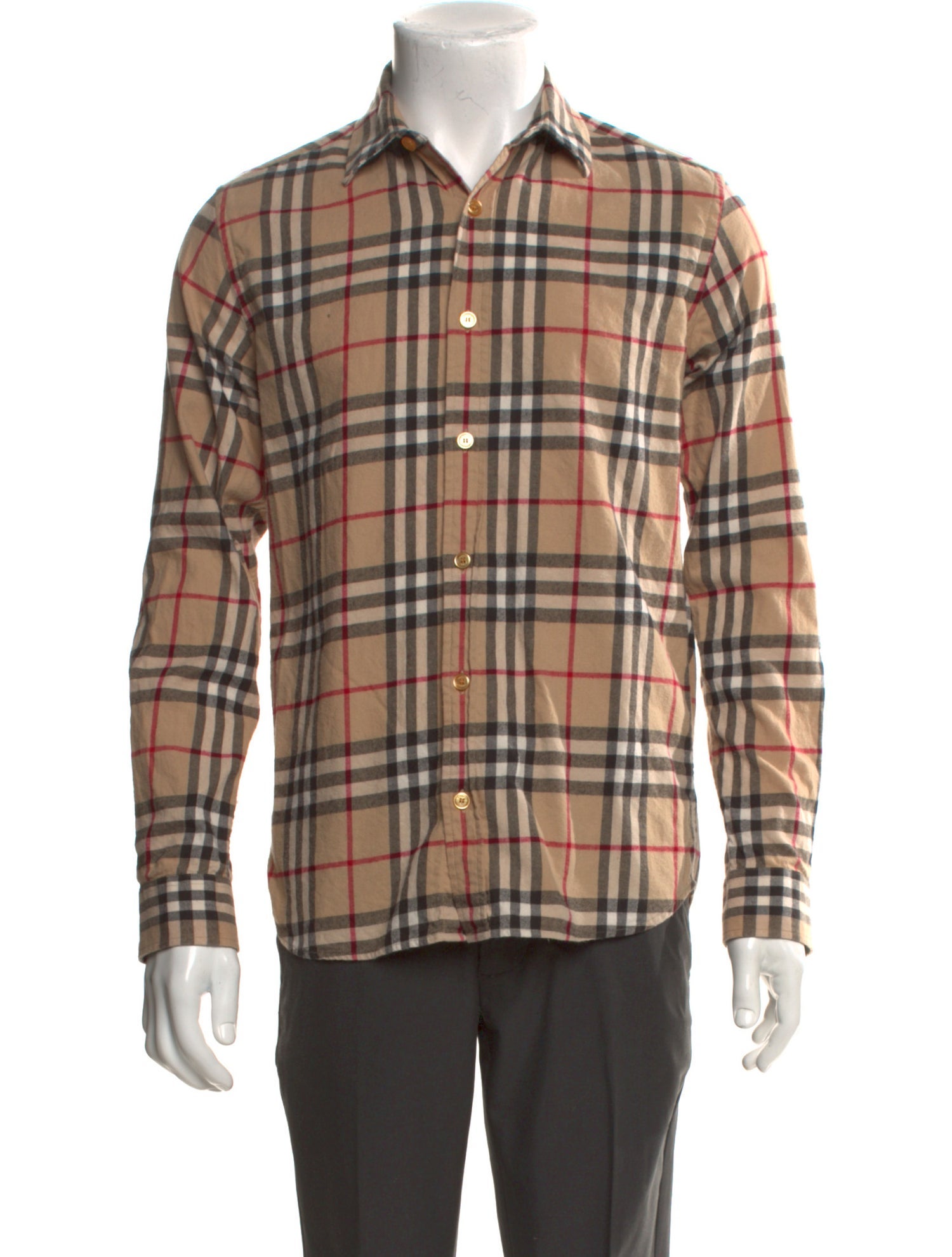 Burberry Plaid Print Long Sleeve Shirt