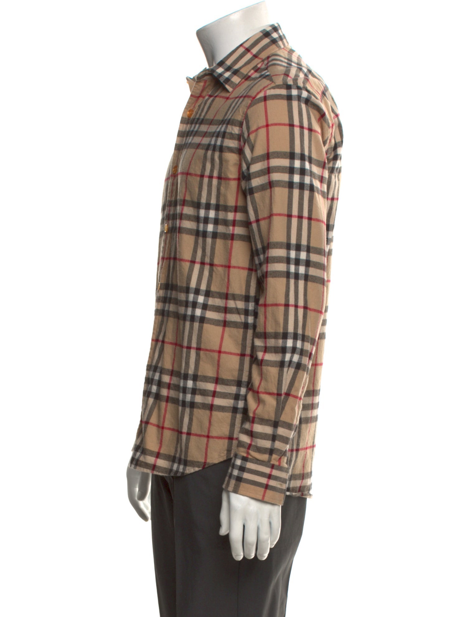 Burberry Plaid Print Long Sleeve Shirt