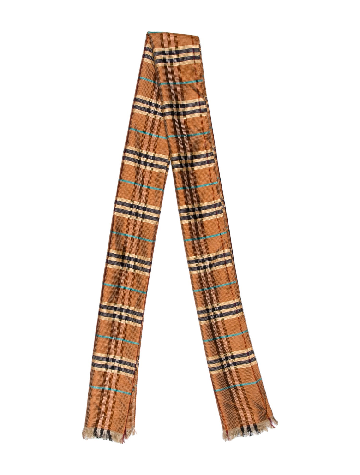 Burberry Silk Plaid Print Scarf