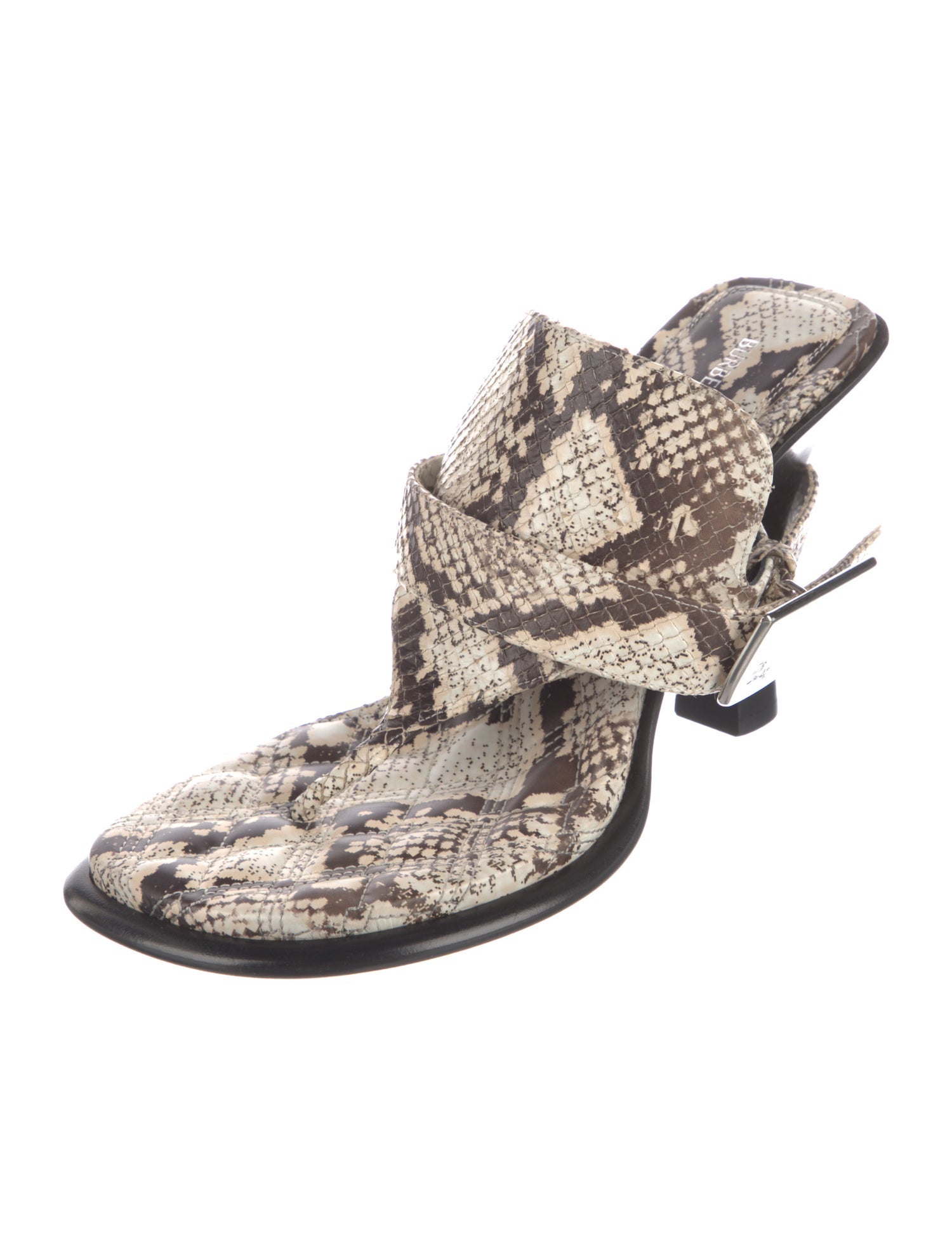 Burberry Leather Animal Print Slingback Sandals