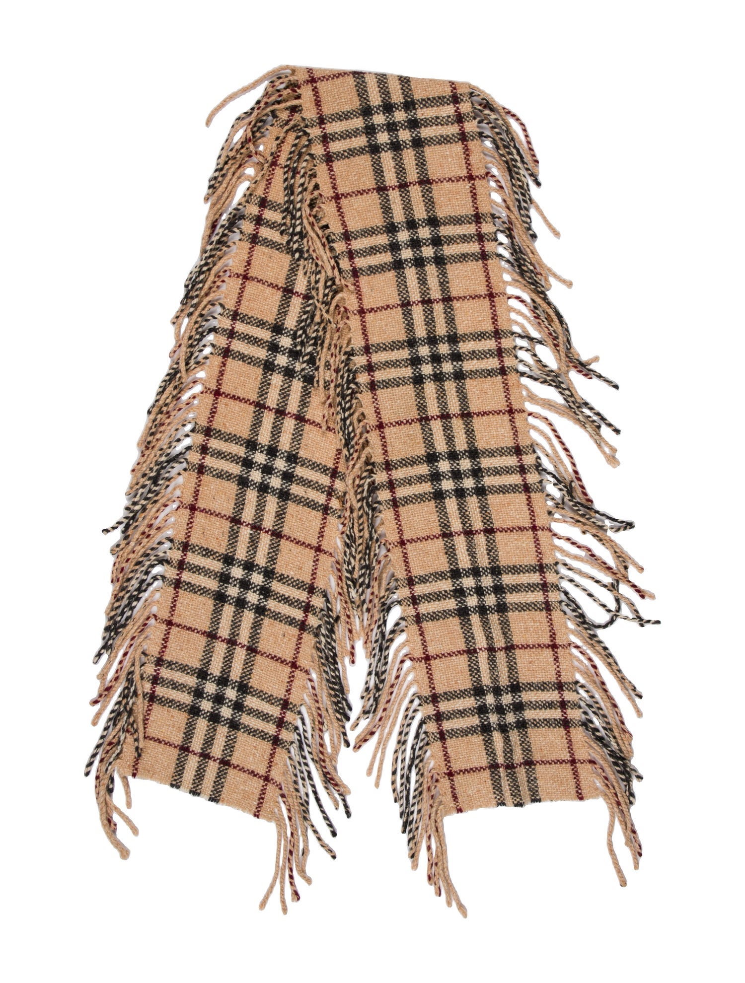 Burberry Merino Wool Plaid Print Scarf