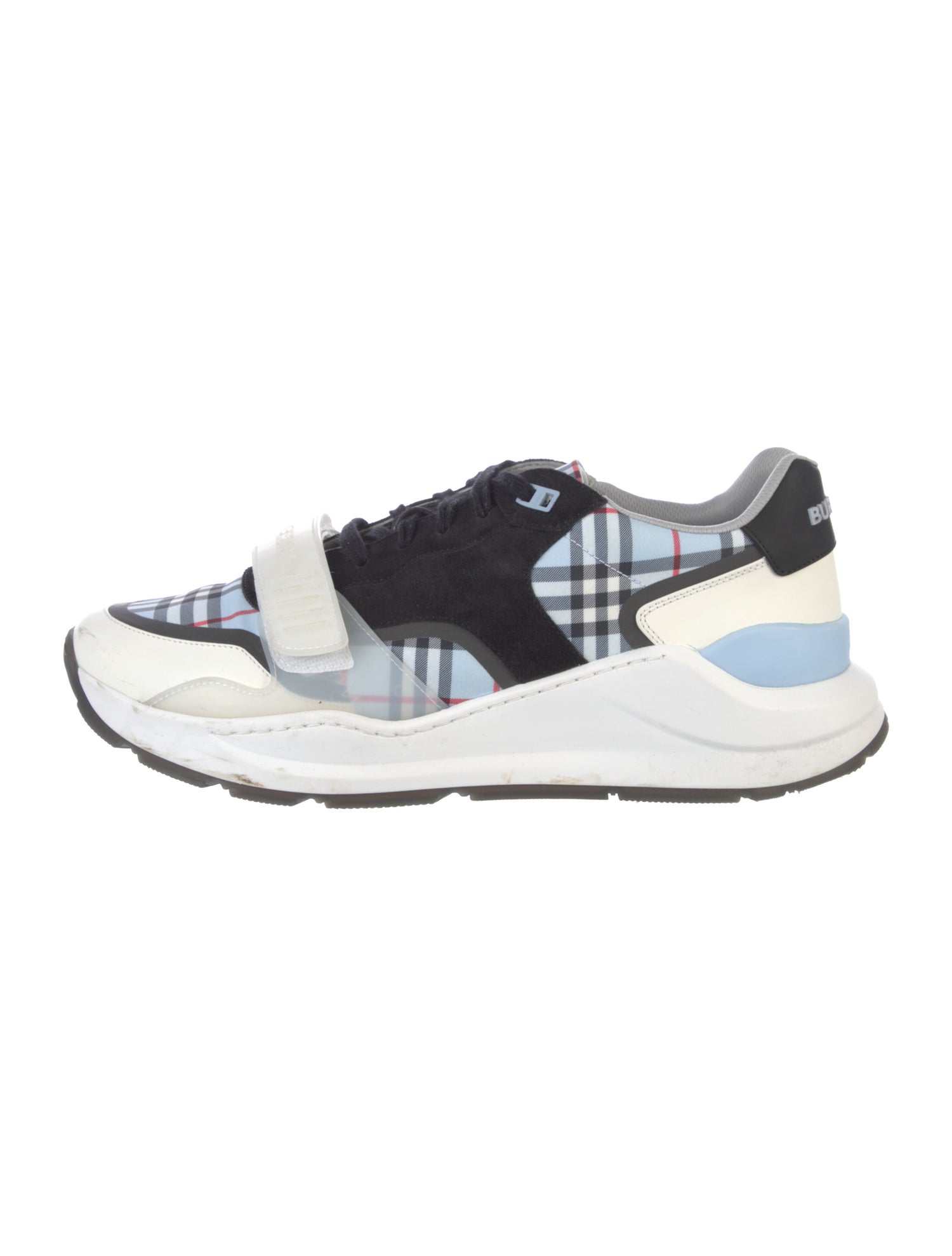 Burberry Nova Check Pattern Suede Athletic Sneakers