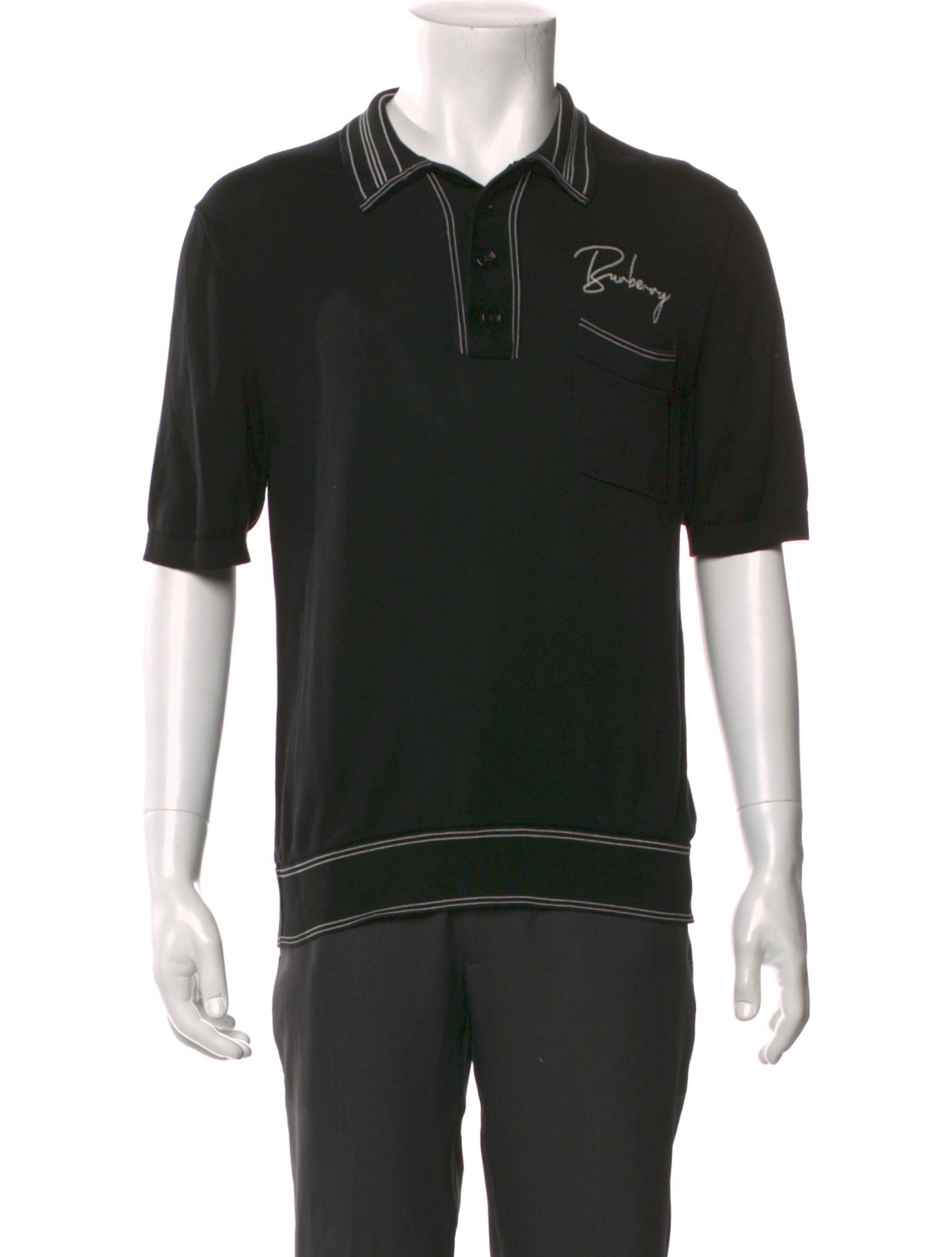 Burberry Silk Graphic Print Polo Shirt
