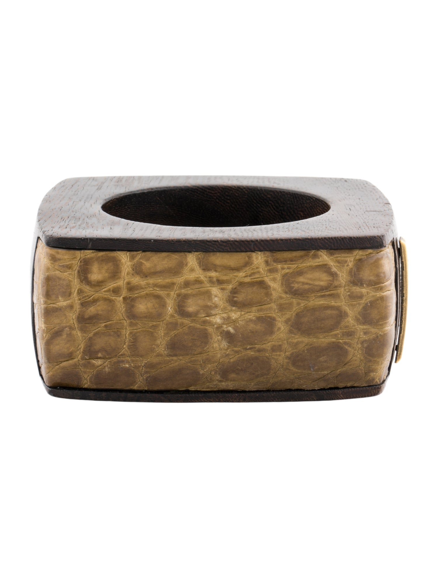 Burberry Wood & Crocodile Leather Bangle Bracelet