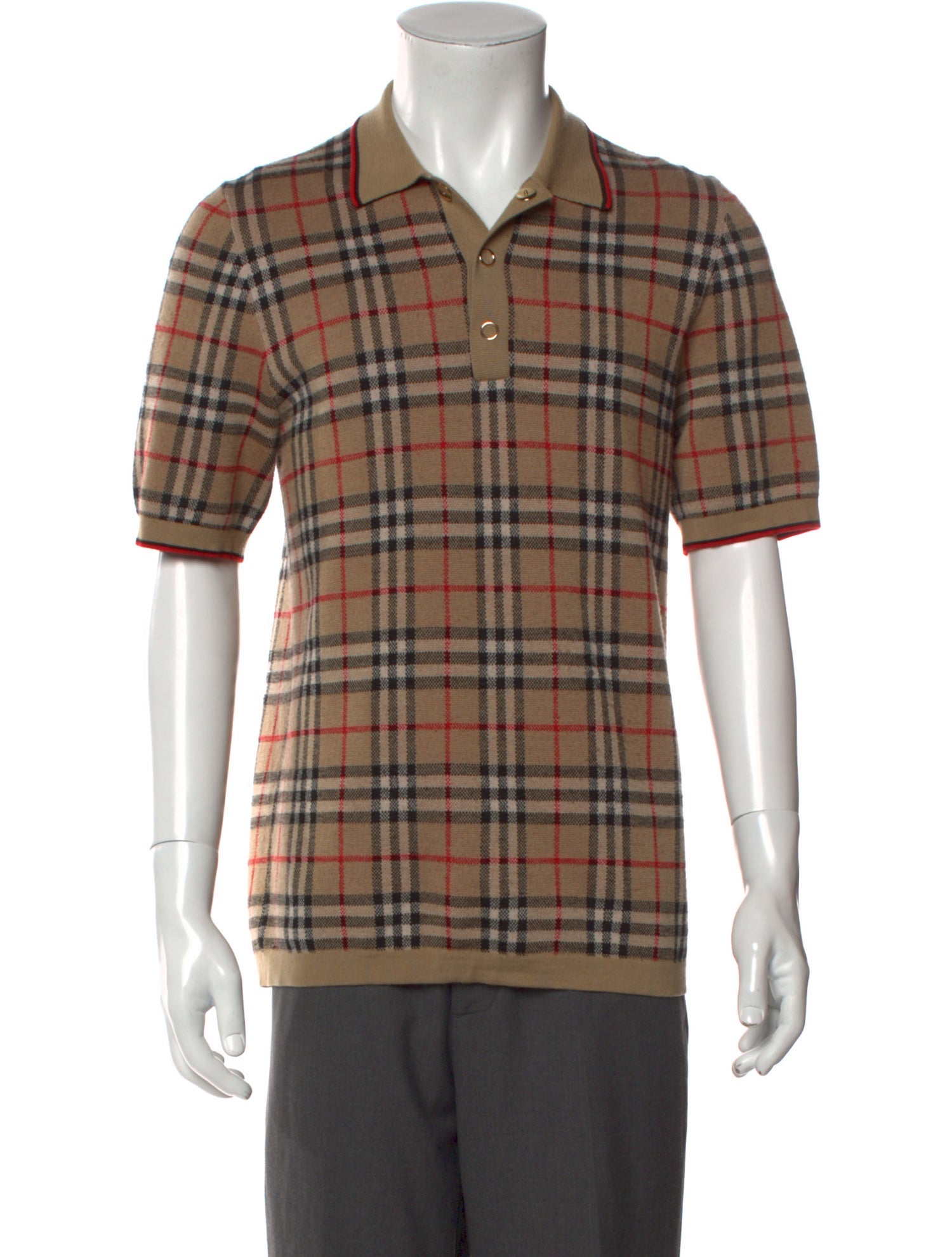 Burberry House Check Pattern Merino Wool Polo Shirt