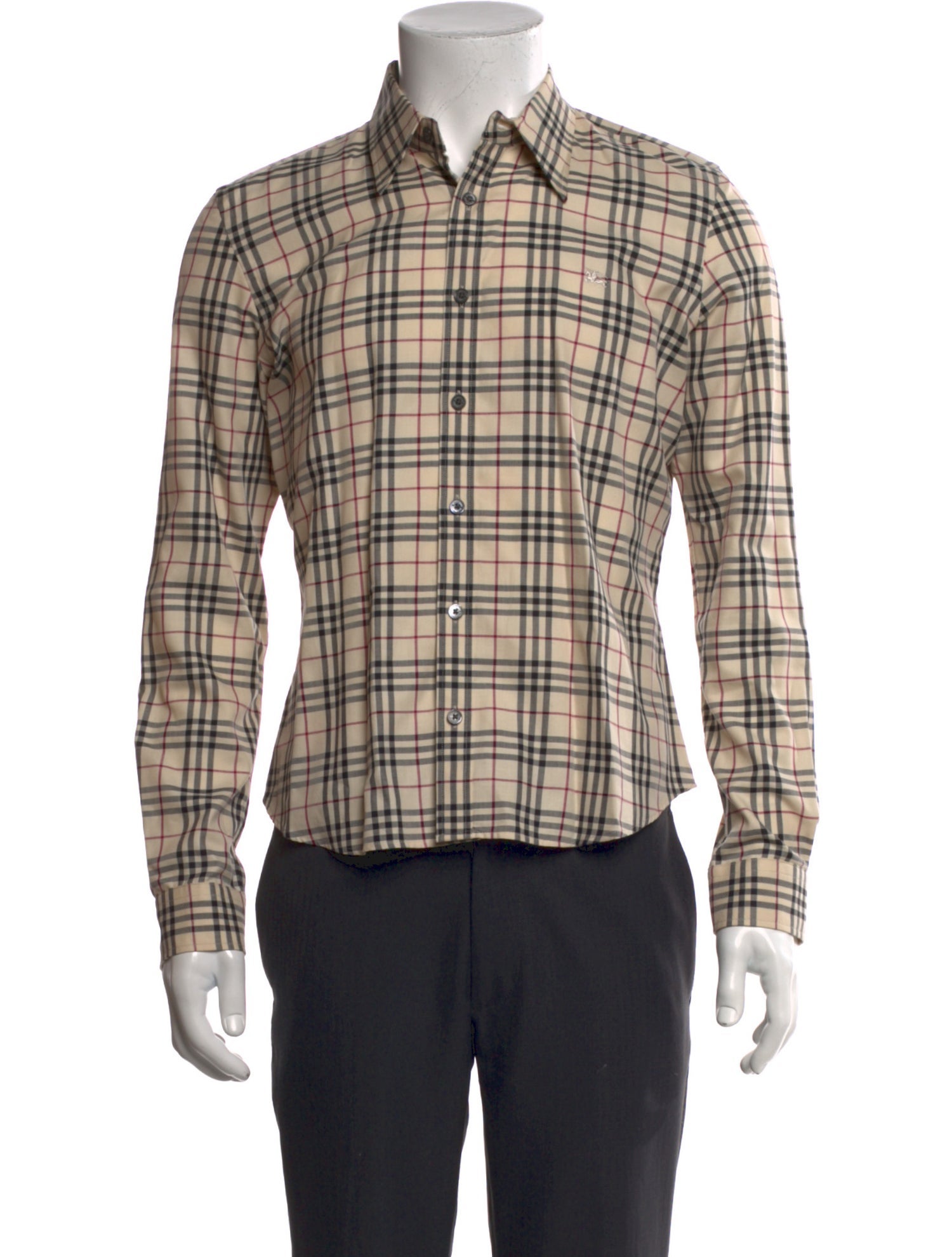 Burberry Plaid Print Long Sleeve Shirt